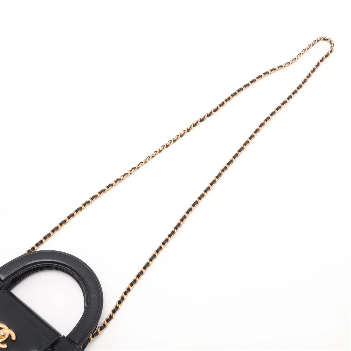 Matelassé Leather 2-Way Shoulder Bag, Black with Gold Hardware, U744NC02, Random Plate, AS4416 — view 7