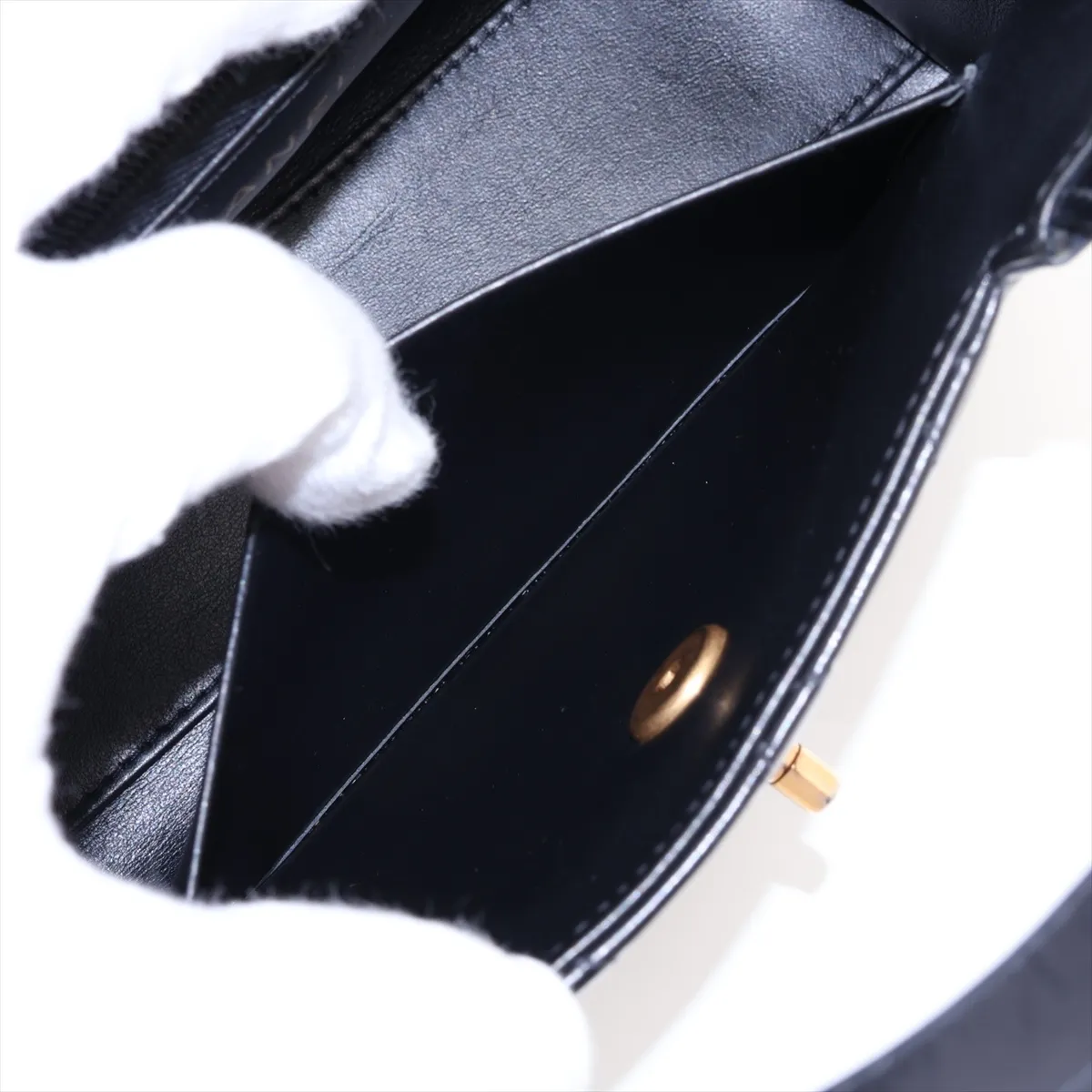 Matelassé Leather 2-Way Shoulder Bag, Black with Gold Hardware, U744NC02, Random Plate, AS4416 — view 10
