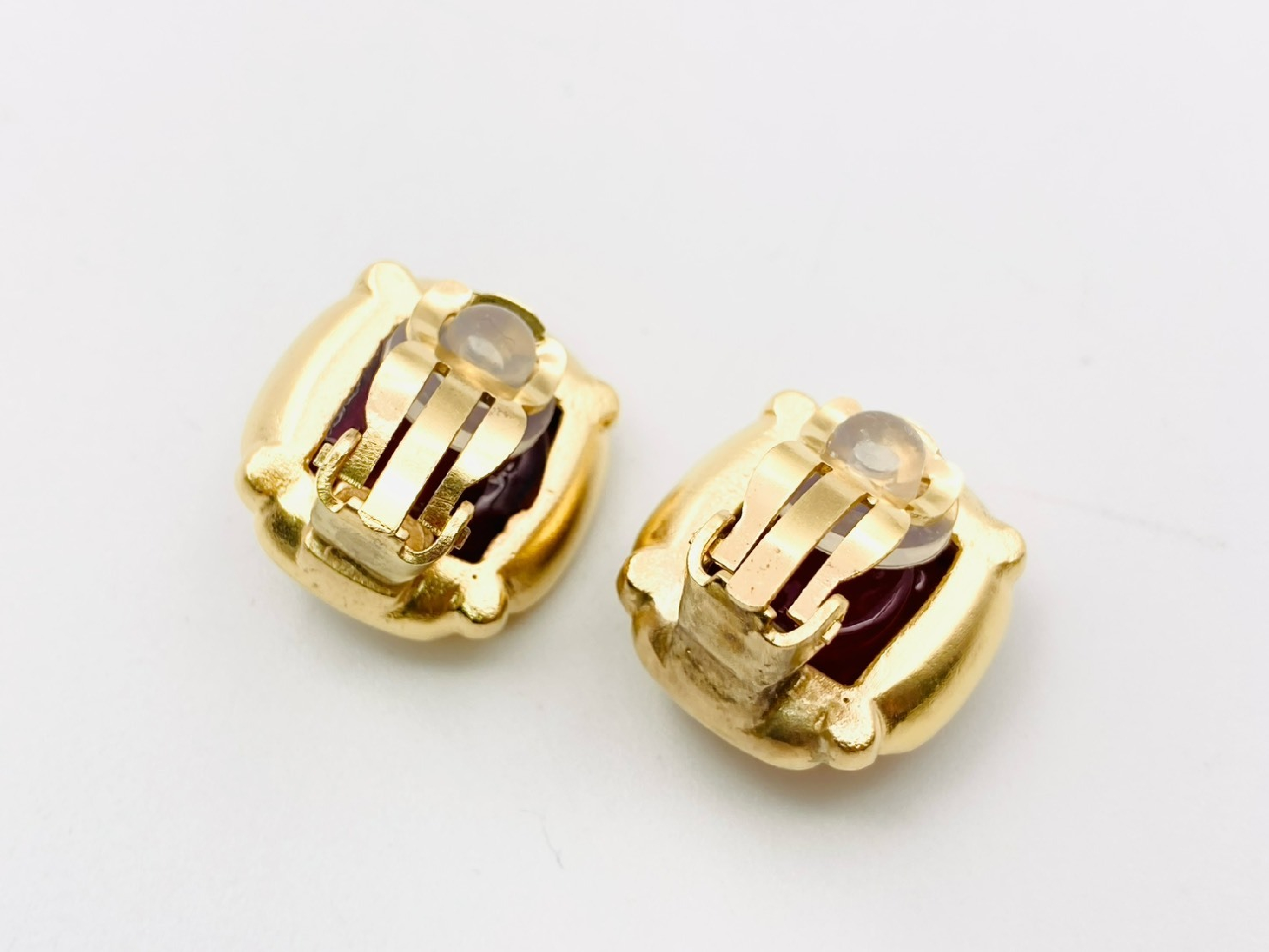 Square Earrings with Colored Stones and Rhinestones, 95A, Red x Gold Earrings — view 2