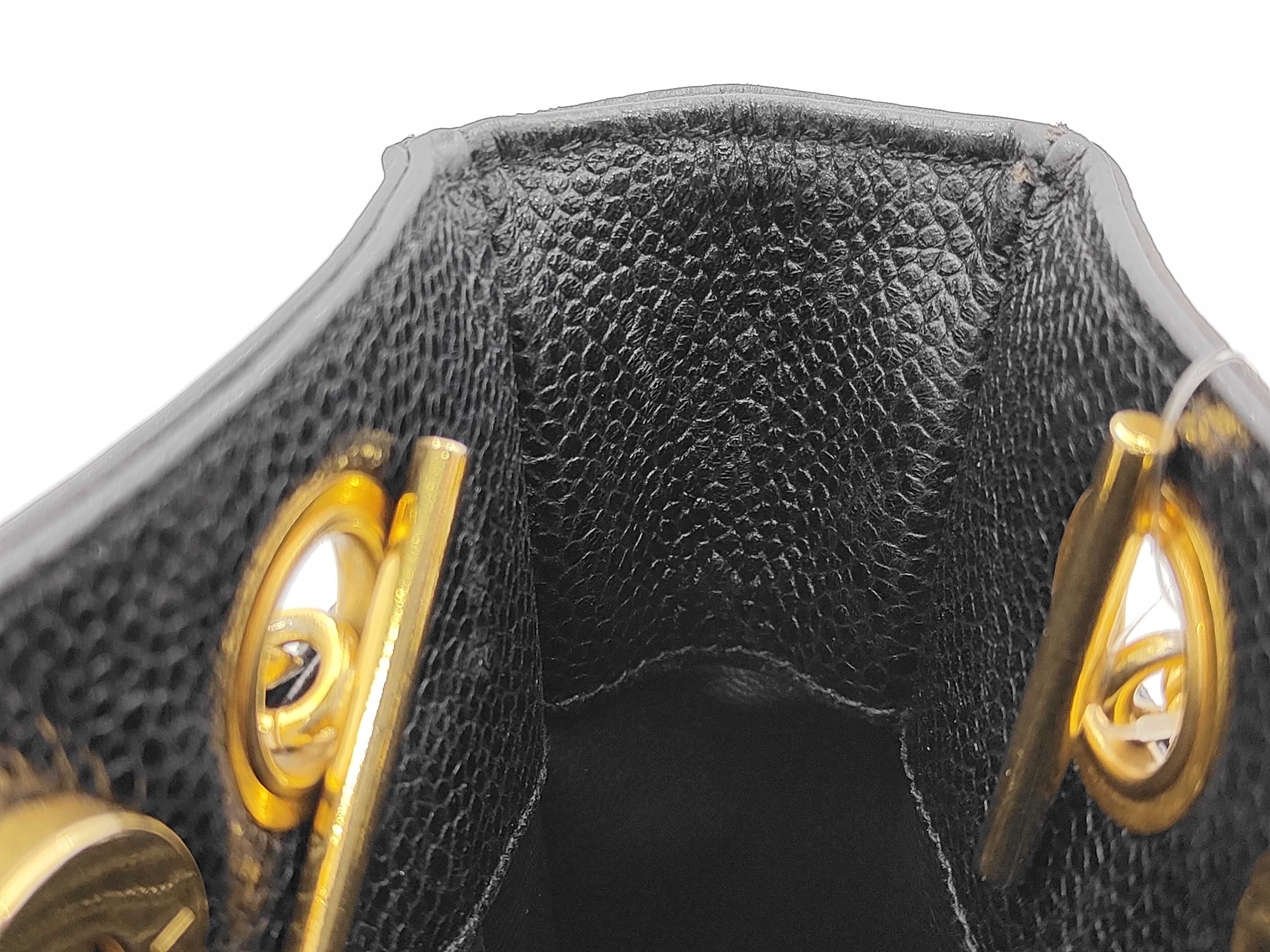 Caviar Skin Triple Coco Chain Tote Bag, Black Tote Bag — view 11