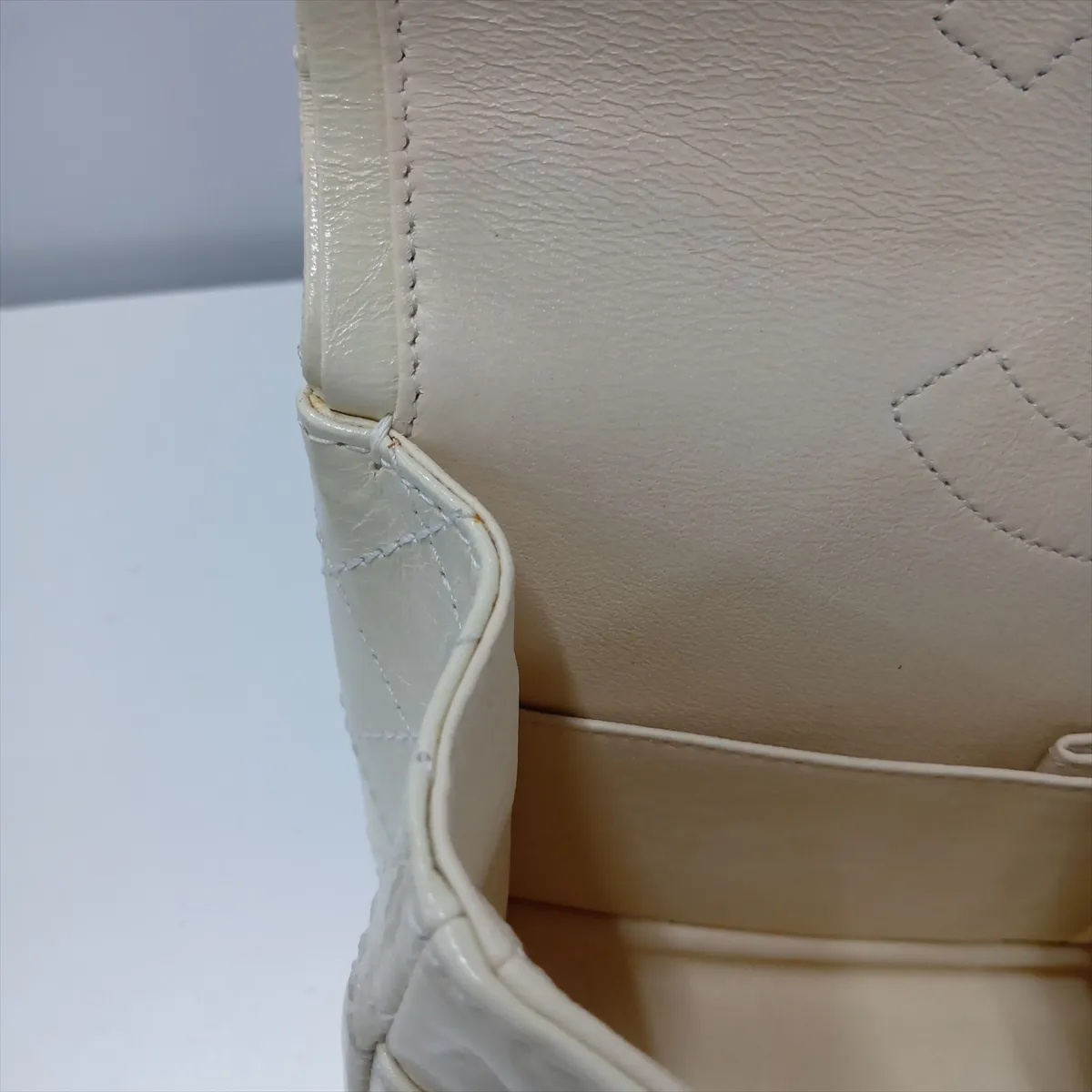 Matelassé 2.55 Vintage Calf Double Flap Double Chain Bag, Ivory with Gunmetal Hardware, 20840046 (Serial Number in the 20s), A37586 — view 13