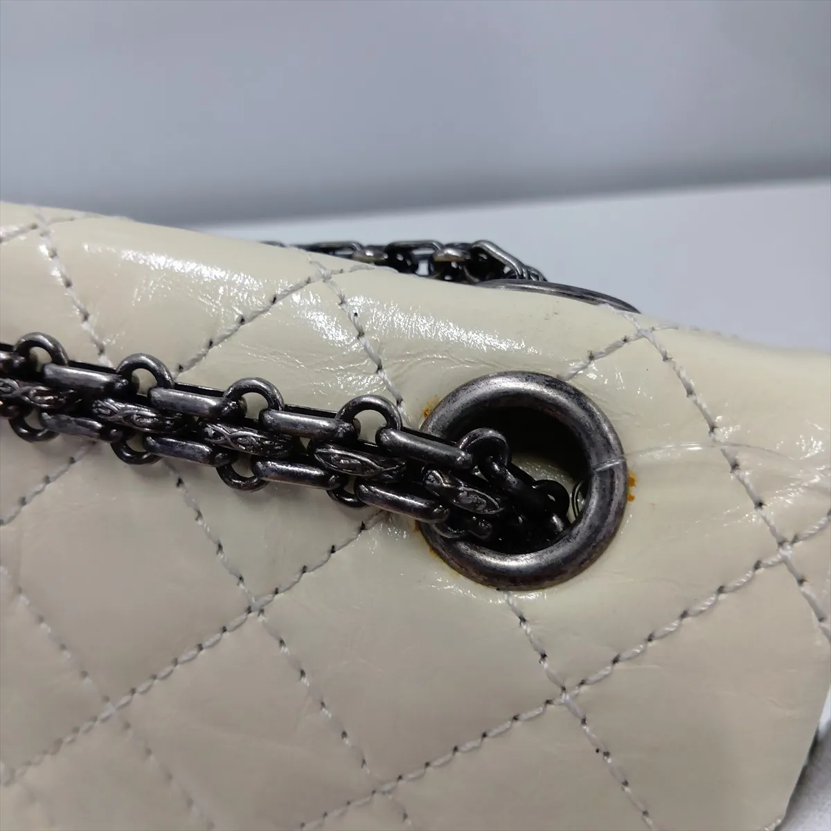 Matelassé 2.55 Vintage Calf Double Flap Double Chain Bag, Ivory with Gunmetal Hardware, 20840046 (Serial Number in the 20s), A37586 — view 14
