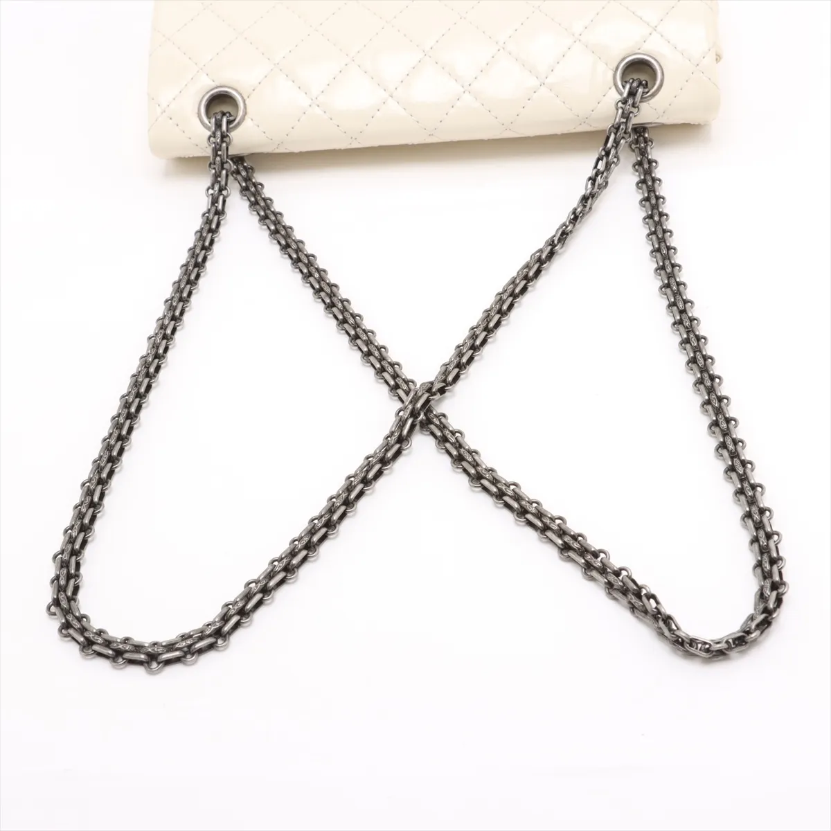 Matelassé 2.55 Vintage Calf Double Flap Double Chain Bag, Ivory with Gunmetal Hardware, 20840046 (Serial Number in the 20s), A37586 — view 5