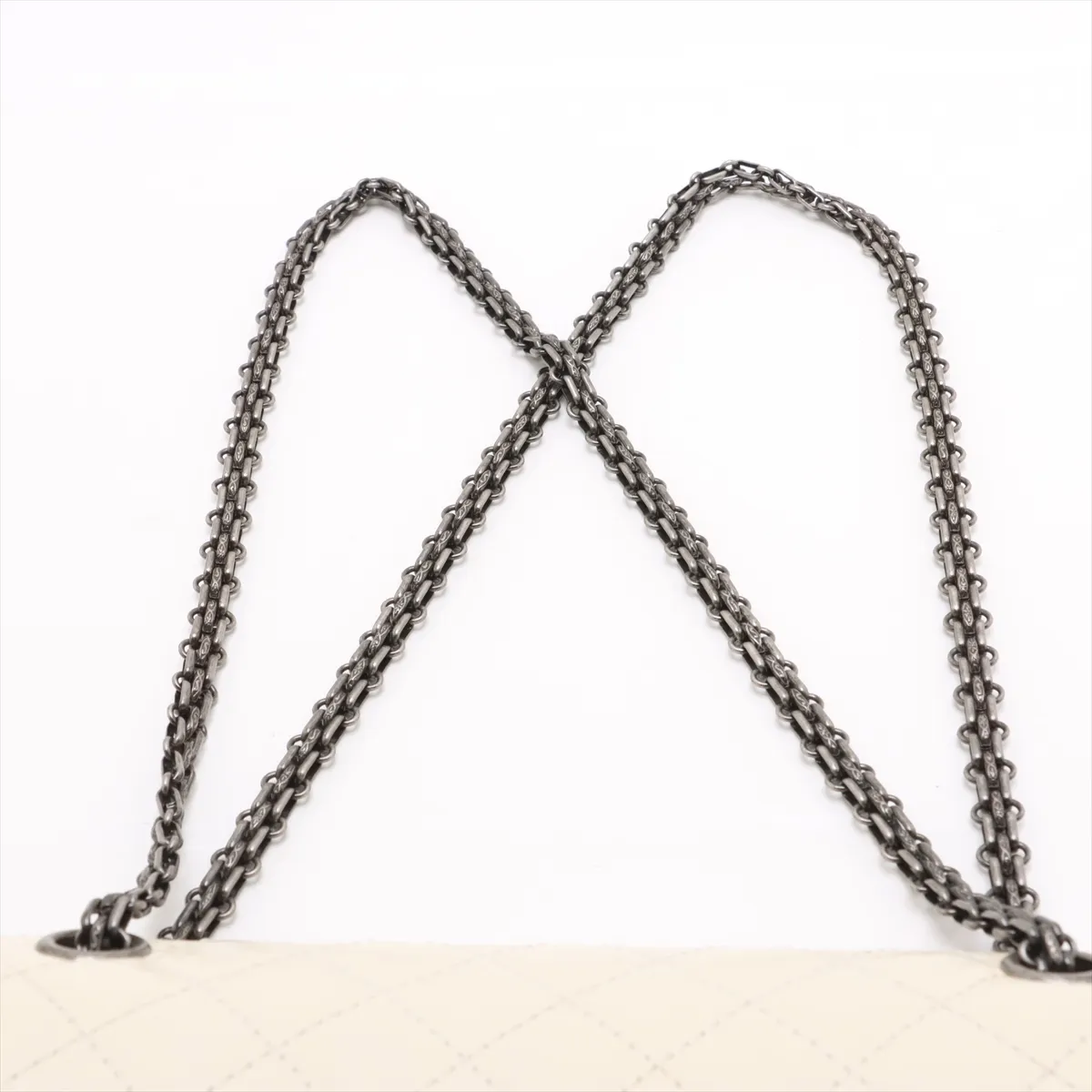 Matelassé 2.55 Vintage Calf Double Flap Double Chain Bag, Ivory with Gunmetal Hardware, 20840046 (Serial Number in the 20s), A37586 — view 6