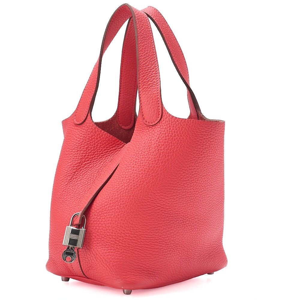 Picotin Lock PM, Taurillon Clemence leather, Red, Silver hardware, P stamp