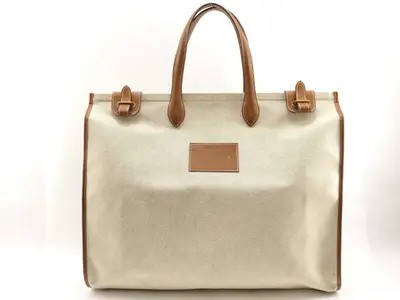 Cabas 50 Toile H Beige Gold Hardware V: 1992 Tote Bag