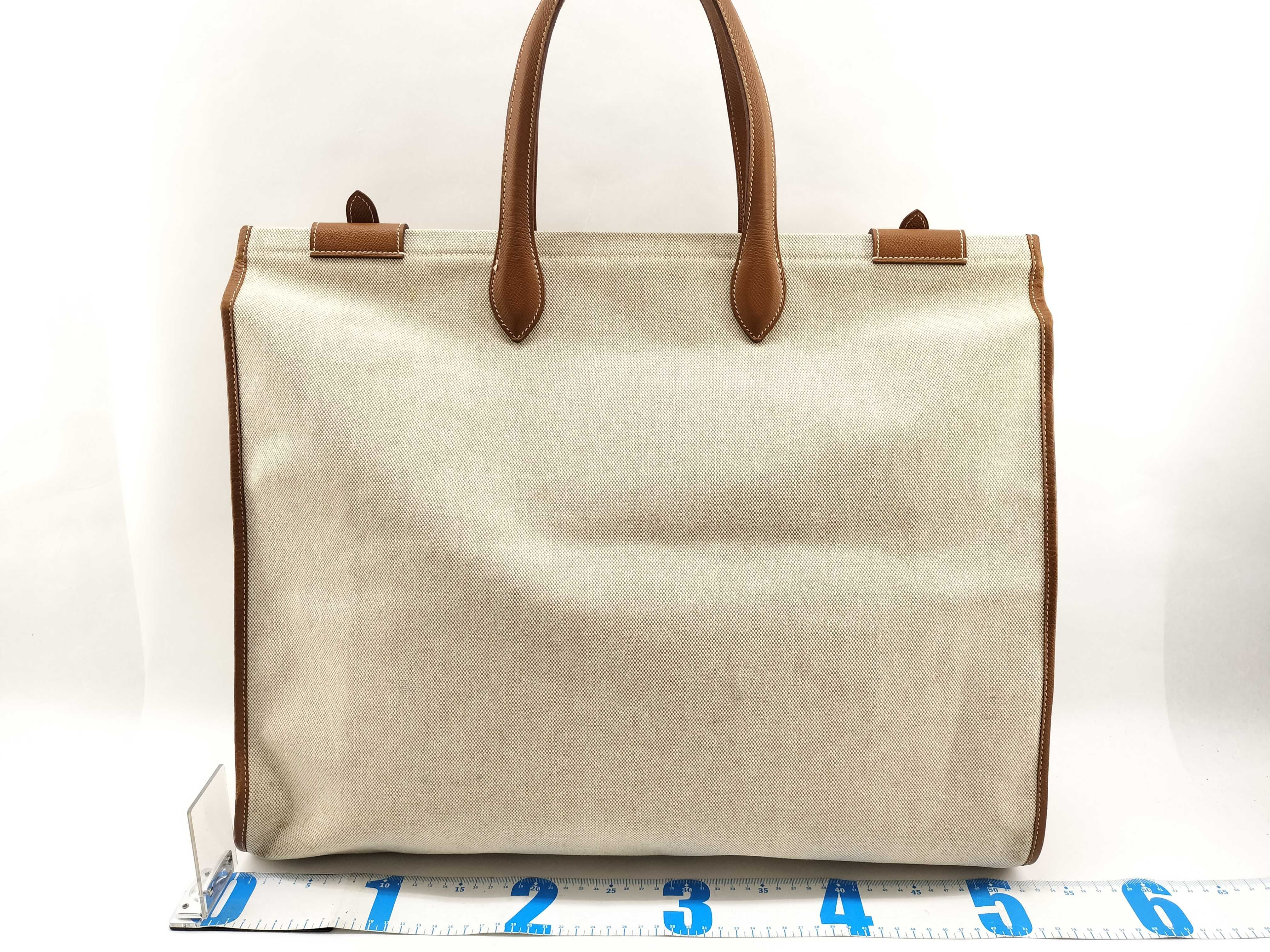 Cabas 50 Toile H Beige Gold Hardware V: 1992 Tote Bag — view 2