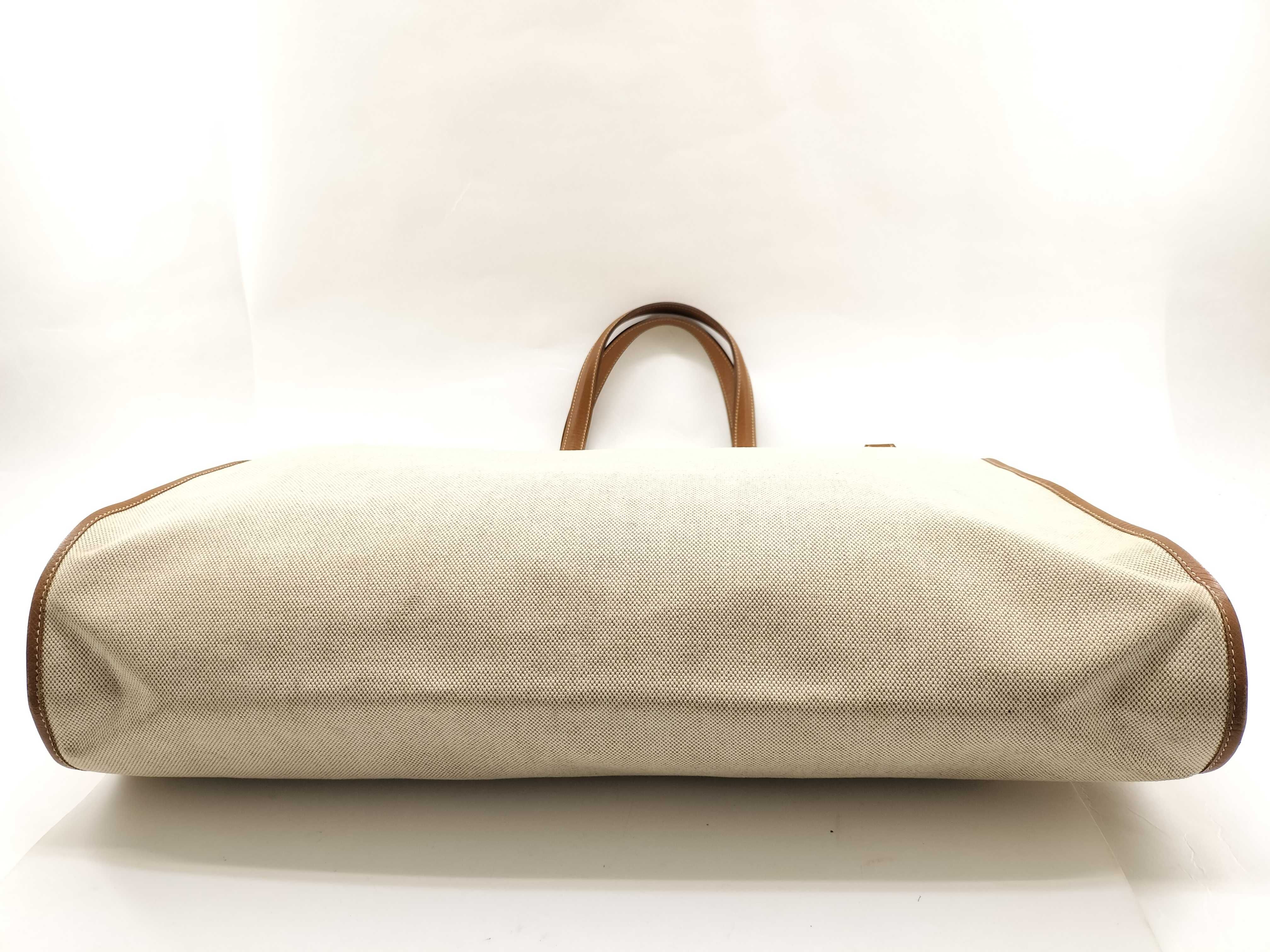 Cabas 50 Toile H Beige Gold Hardware V: 1992 Tote Bag — view 3