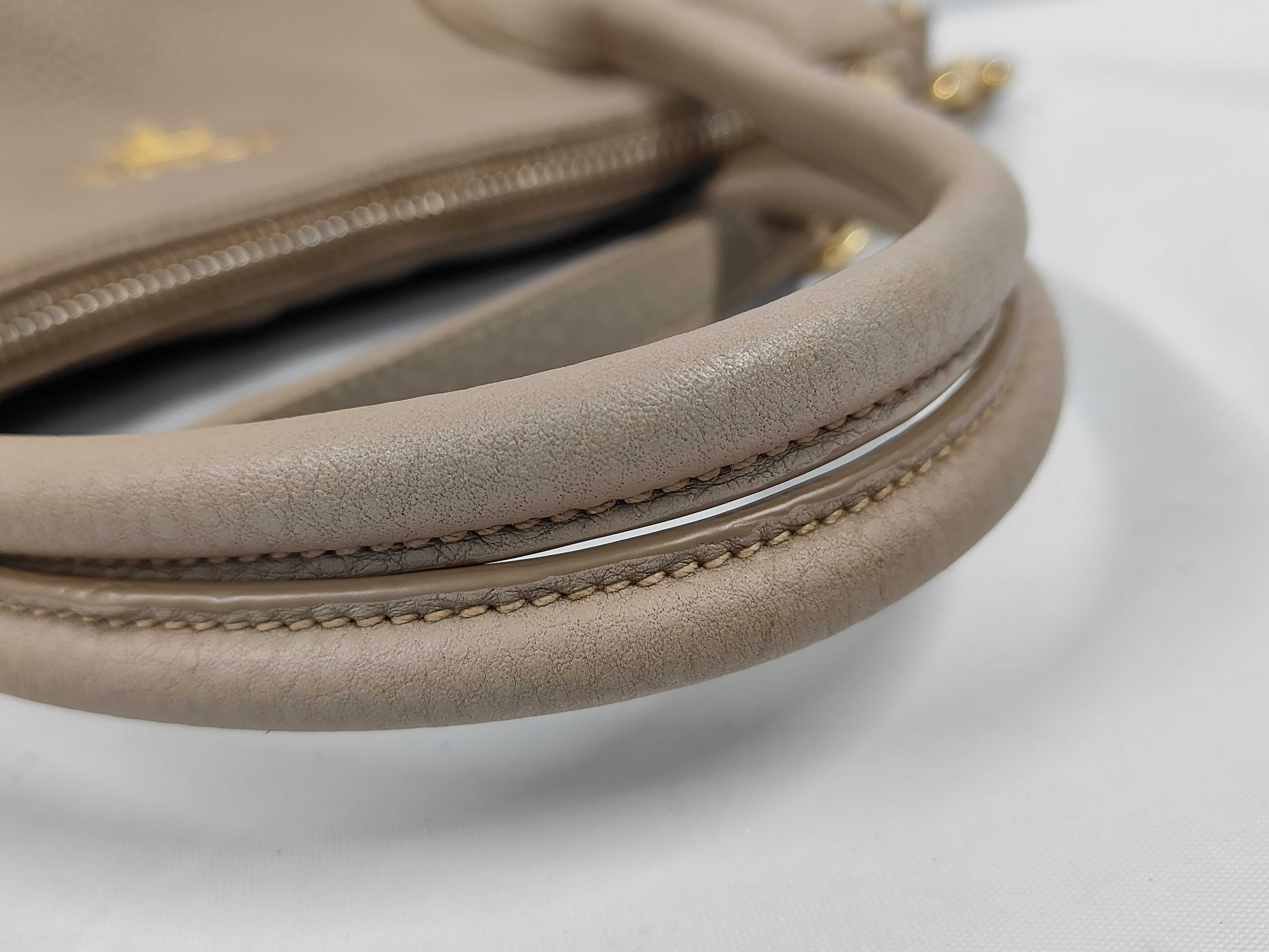leather greige 2-way handbag with strap and shoulder bag — view 5