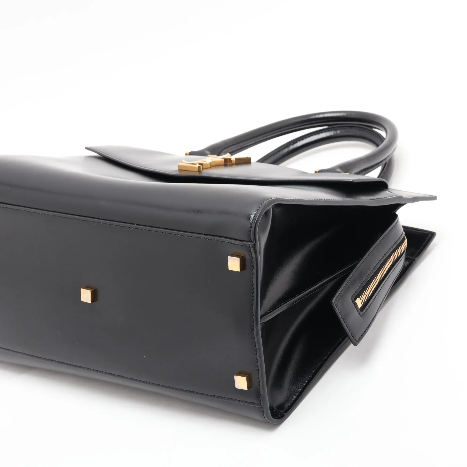 Uptown Leather Handbag, Black, 557653 — view 3