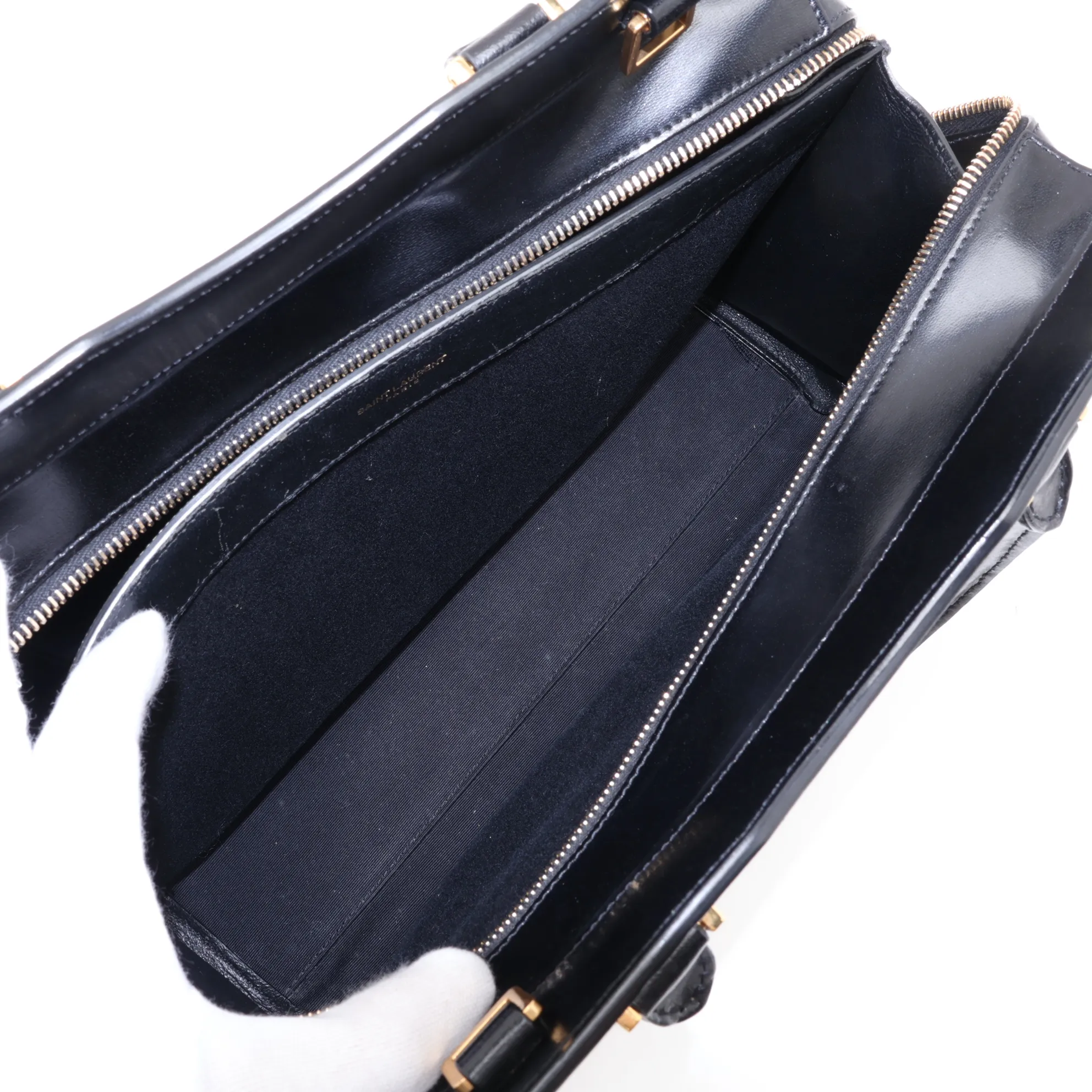 Uptown Leather Handbag, Black, 557653 — view 7