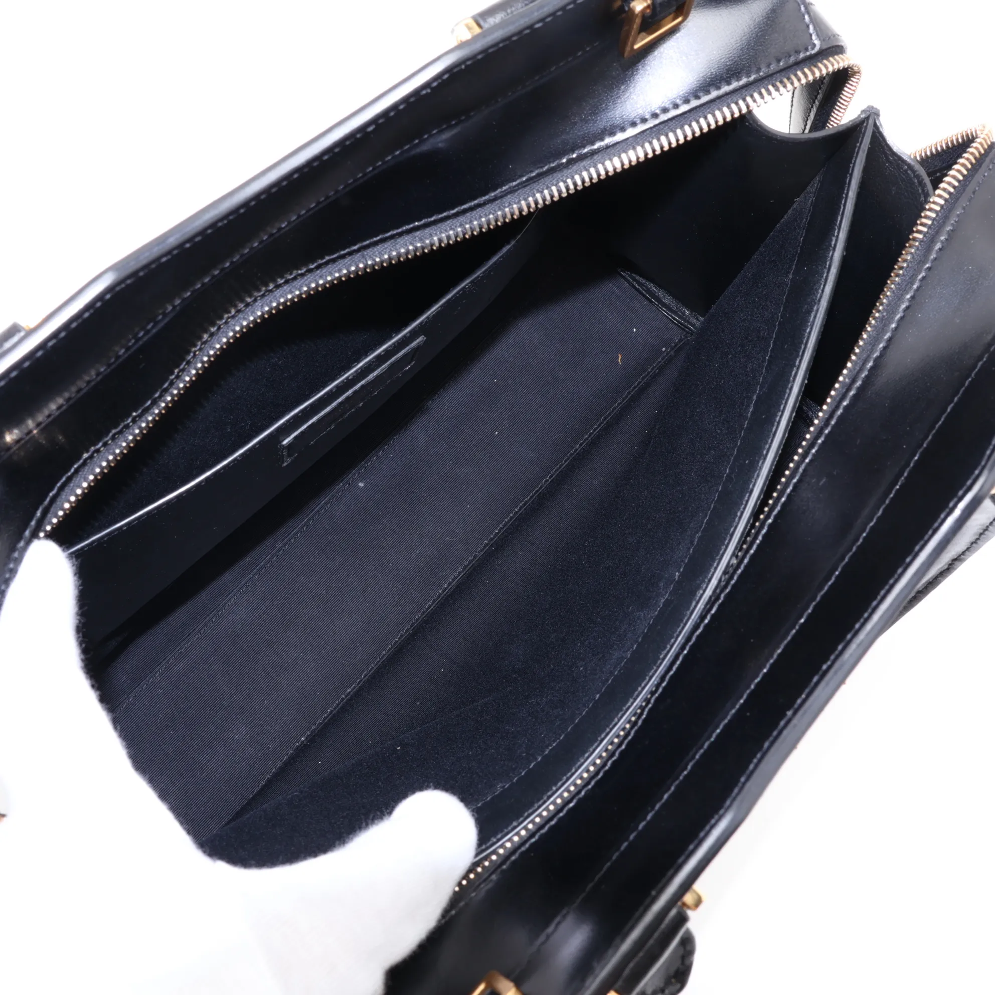 Uptown Leather Handbag, Black, 557653 — view 8