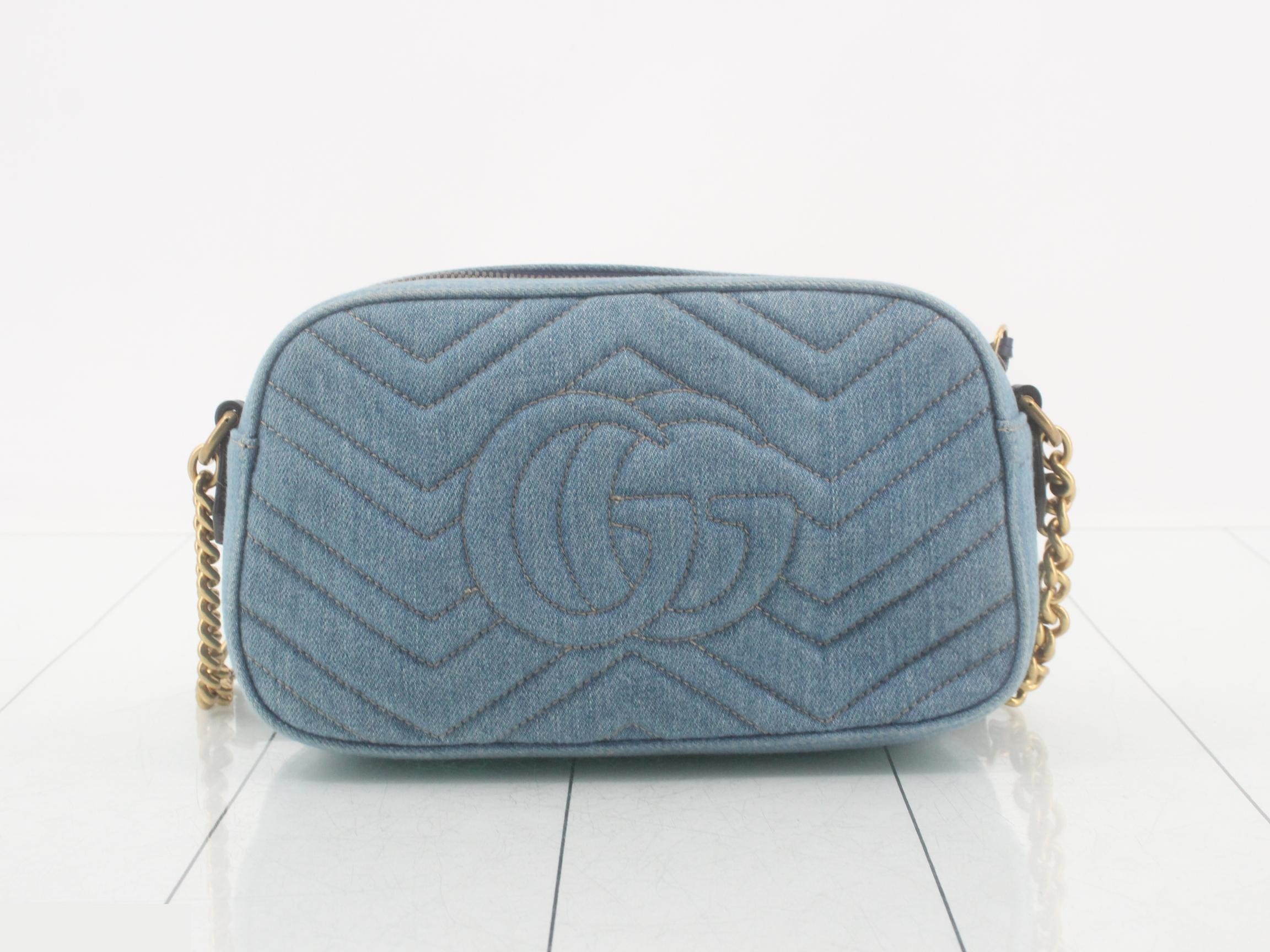 GG Marmont Denim Chain Shoulder Bag — view 2