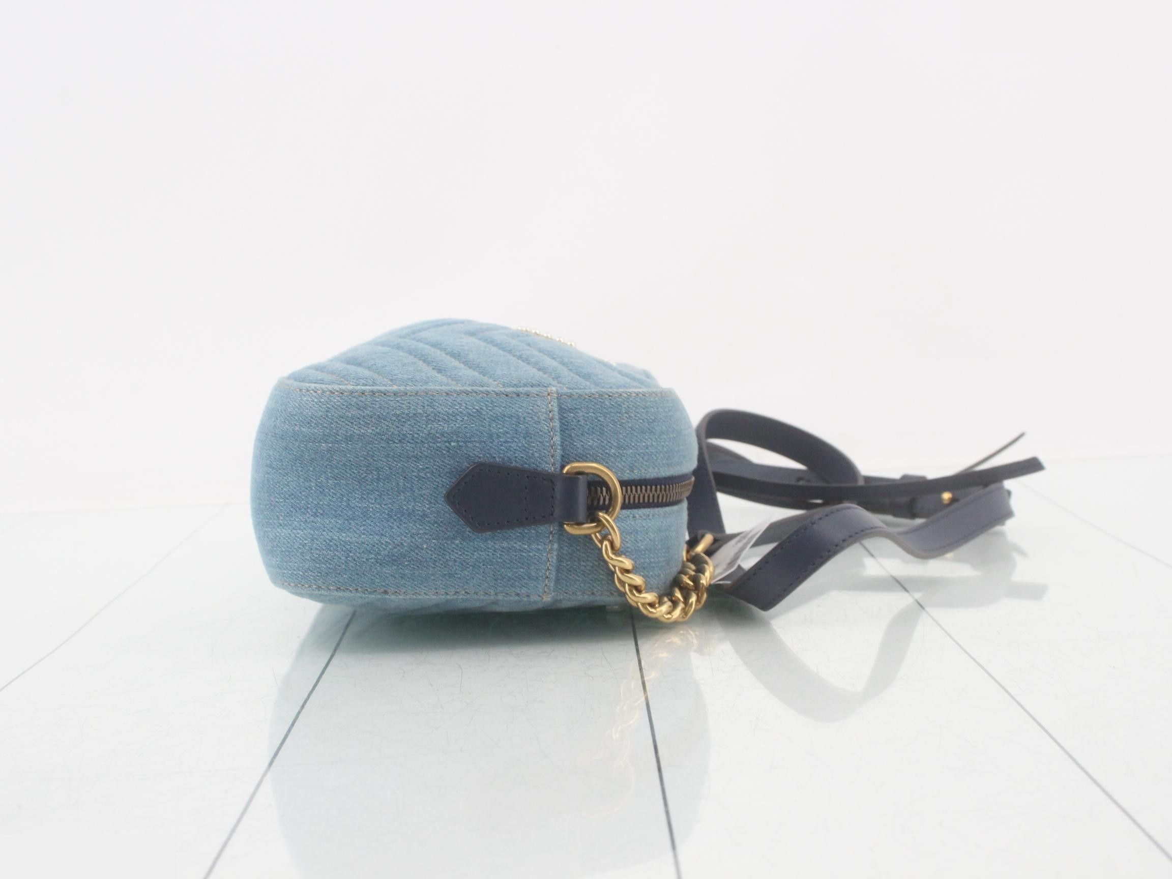 GG Marmont Denim Chain Shoulder Bag — view 3