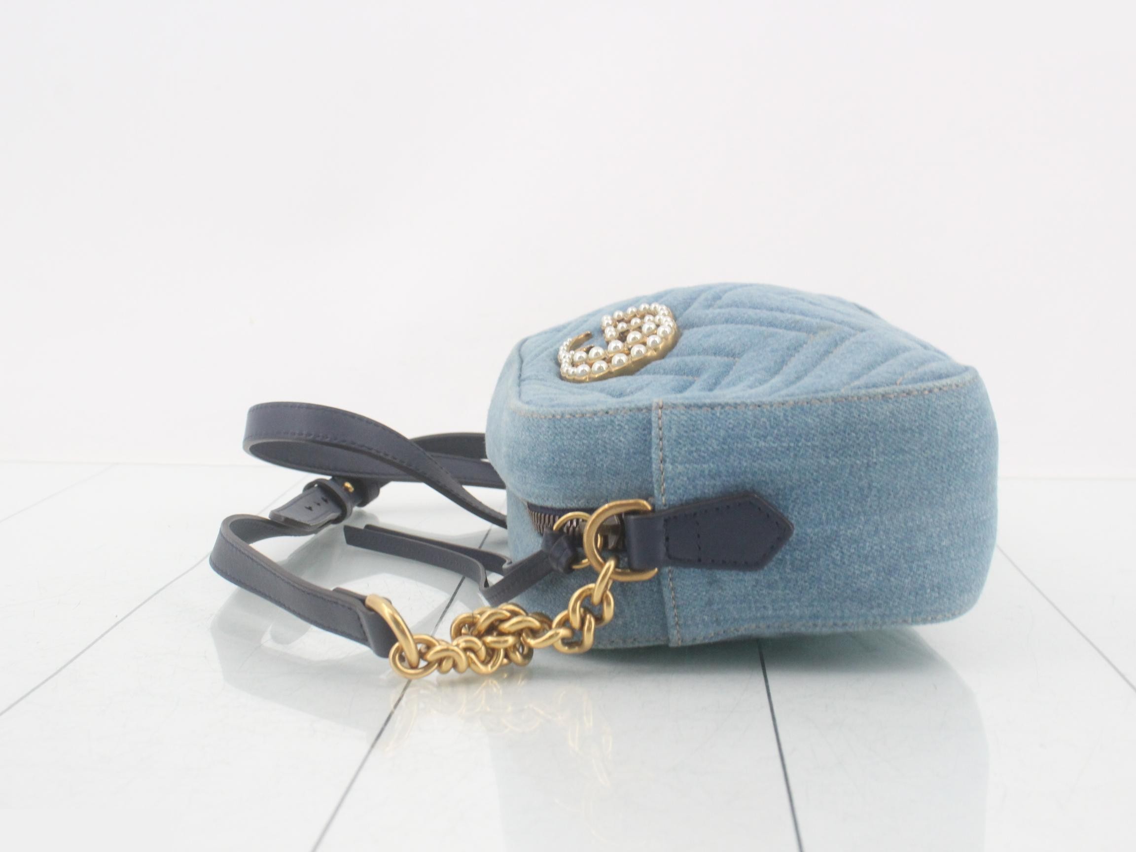 GG Marmont Denim Chain Shoulder Bag — view 4