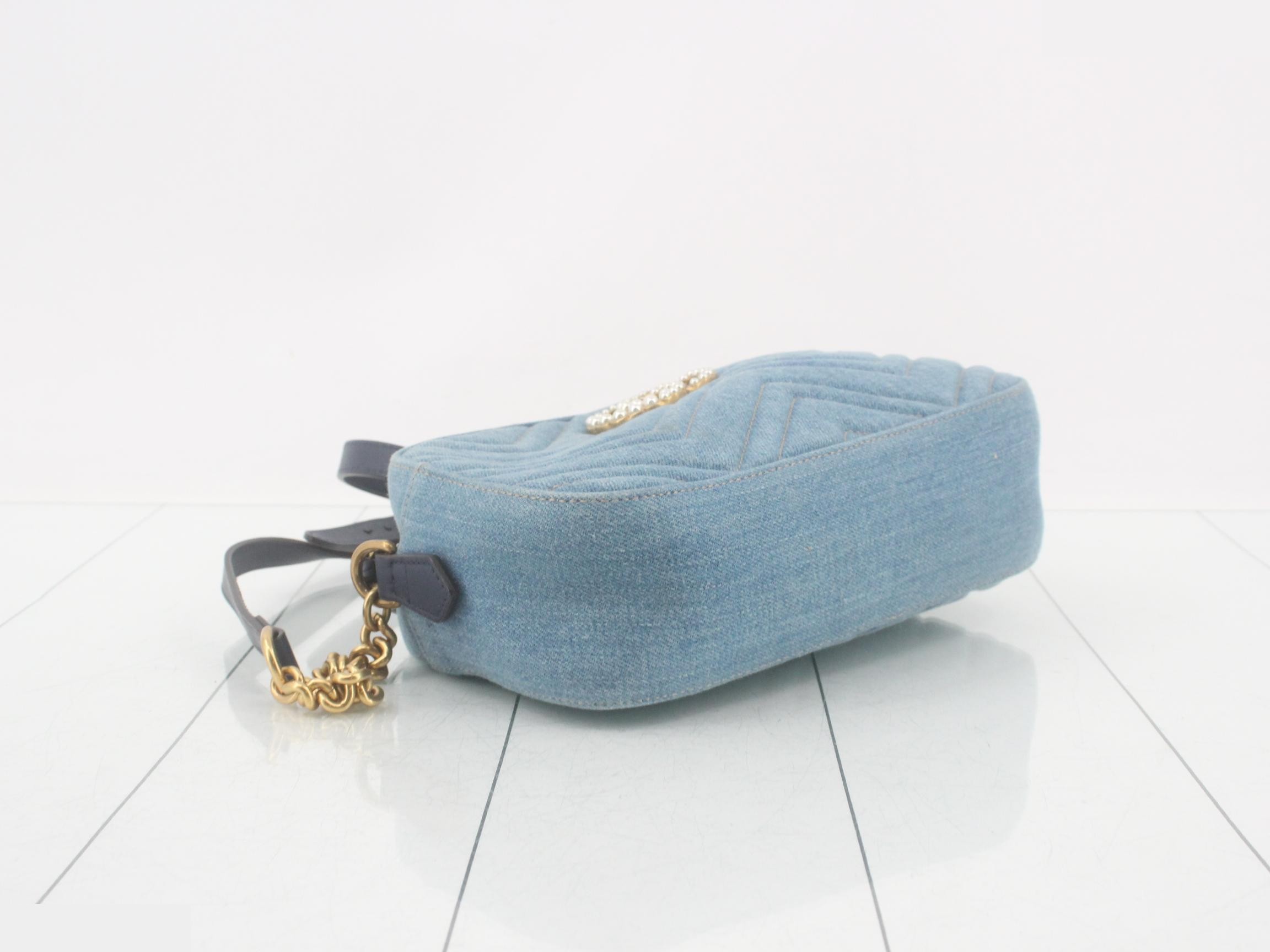GG Marmont Denim Chain Shoulder Bag — view 5