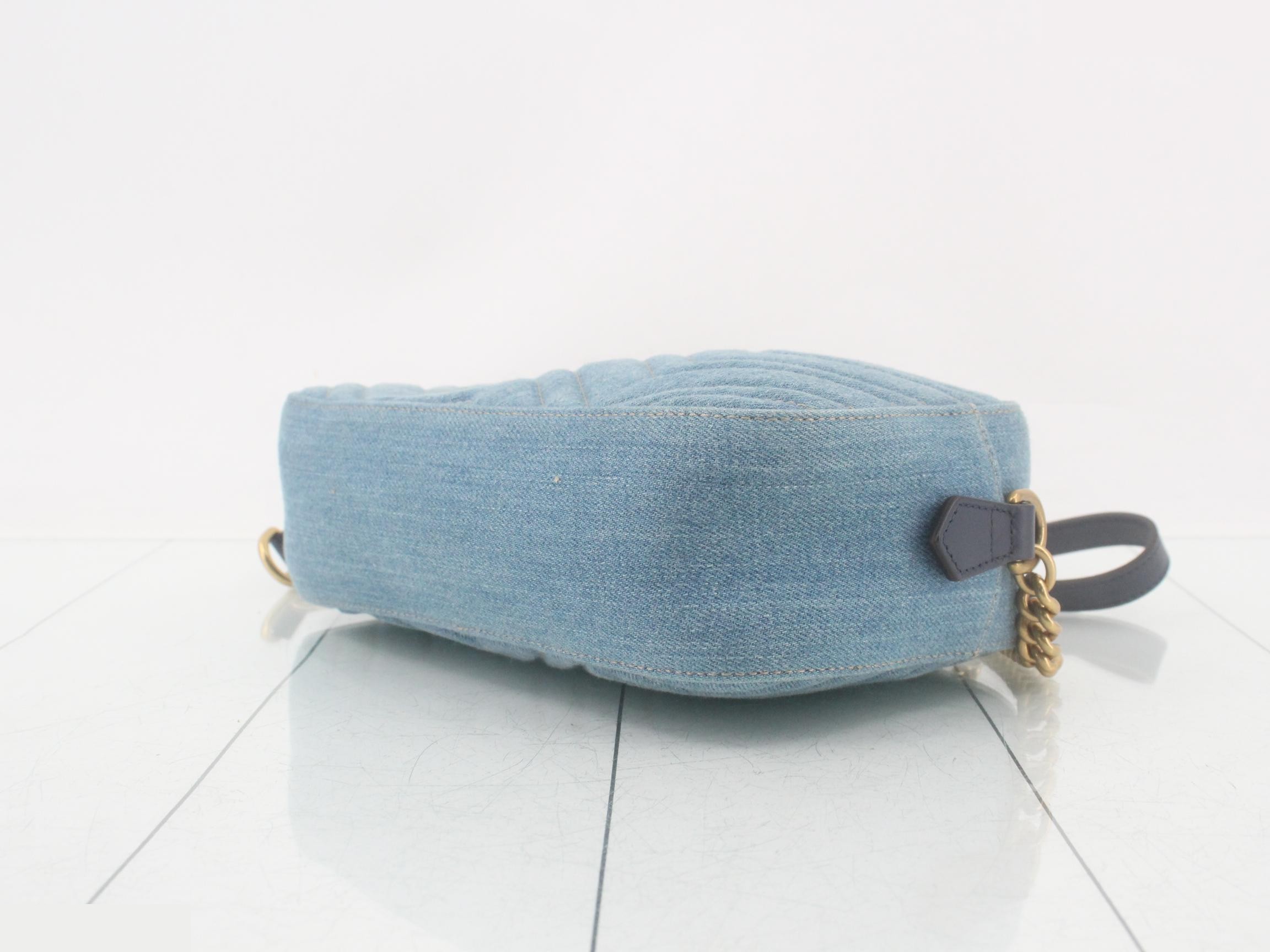 GG Marmont Denim Chain Shoulder Bag — view 6