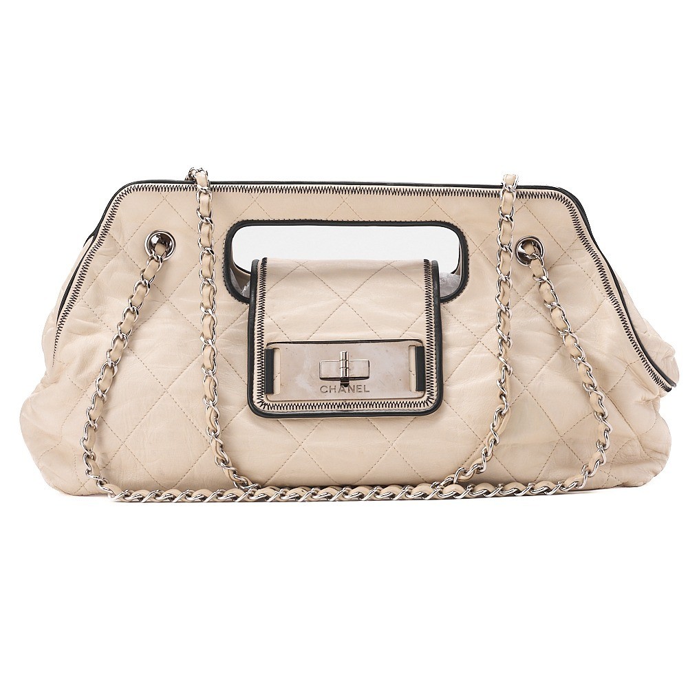Lambskin Matelassé 2.55 Lock Chain Shoulder Bag, White