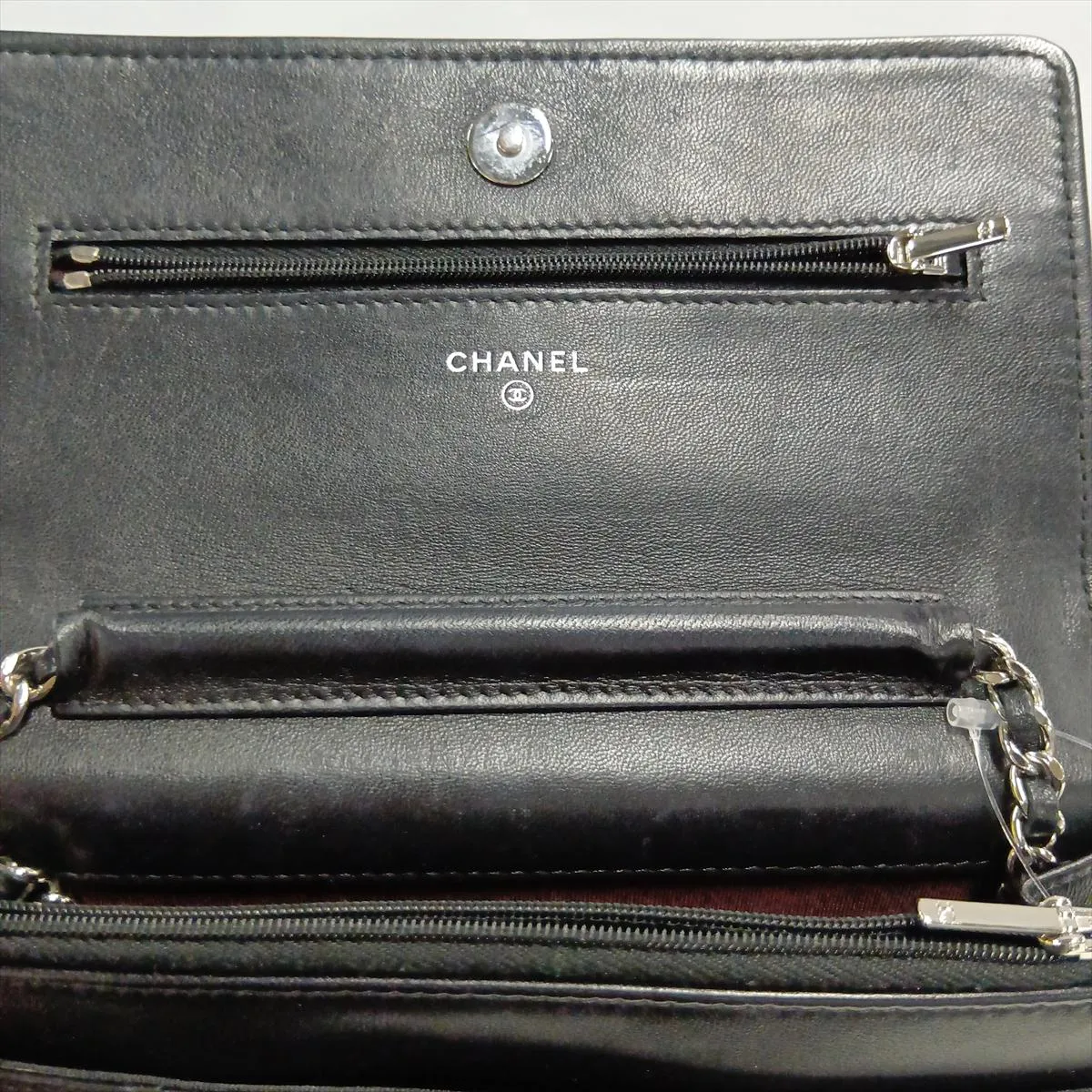 Matelassé Lambskin Chain Wallet, Black with Silver Hardware, 31099129, Serial Number 31 — view 12