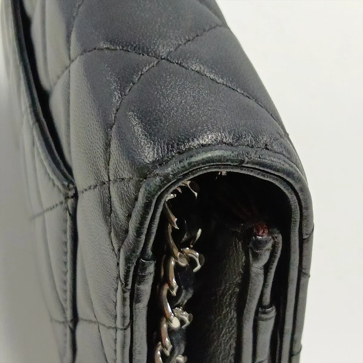 Matelassé Lambskin Chain Wallet, Black with Silver Hardware, 31099129, Serial Number 31 — view 14