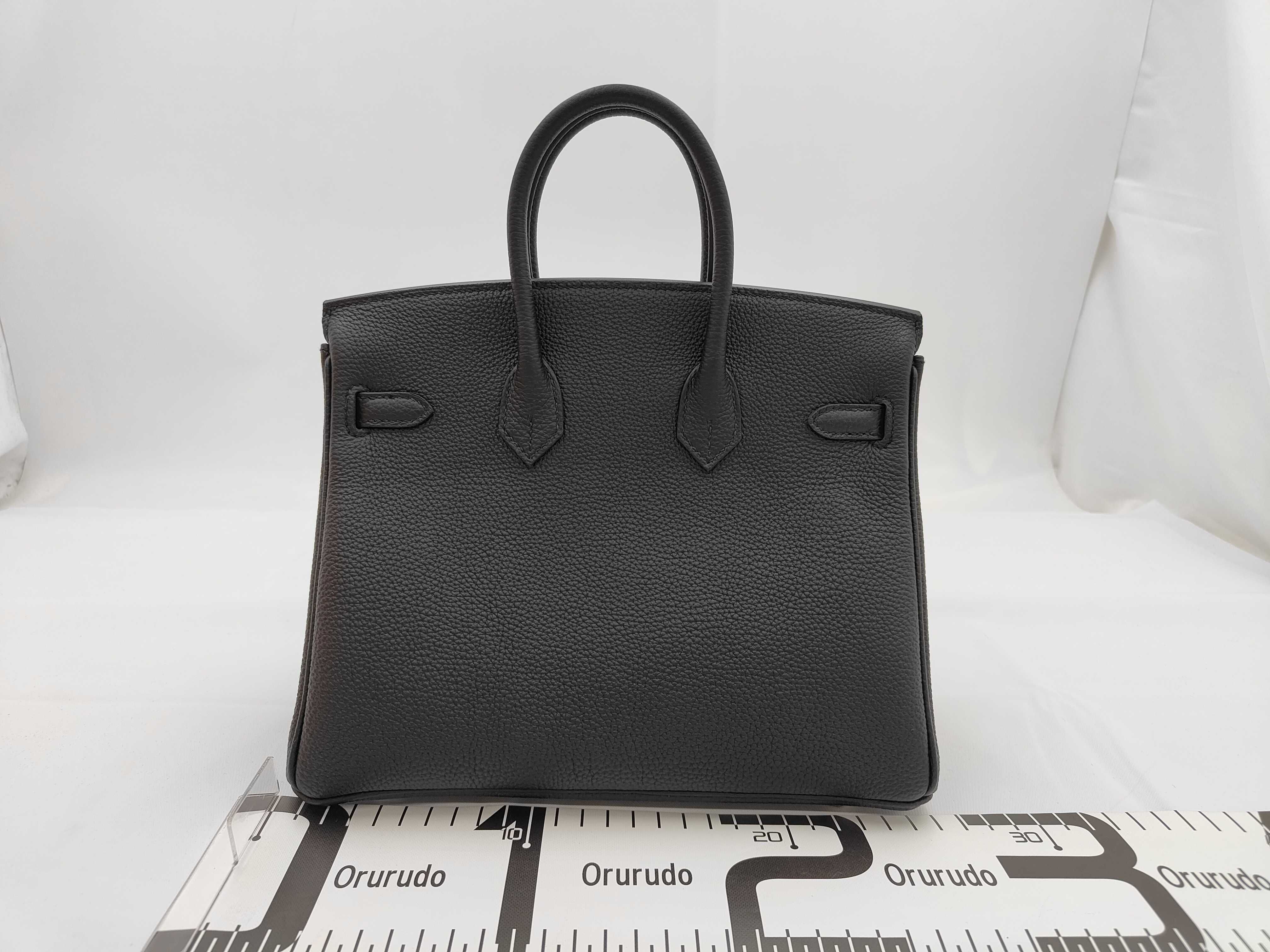 Birkin 25 Black Silver Hardware G Stamp Handbag — view 2