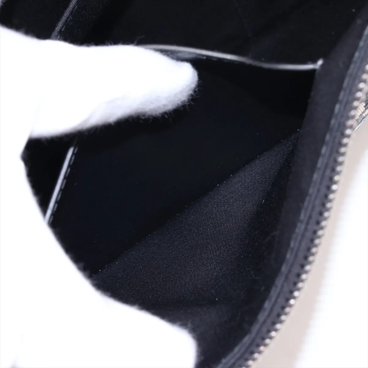 Oblique Canvas x Leather Clutch Bag, Navy — view 7