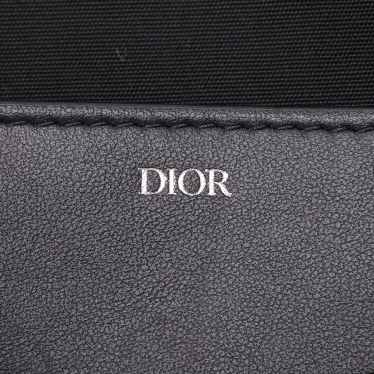 Oblique Canvas x Leather Clutch Bag, Navy — view 9