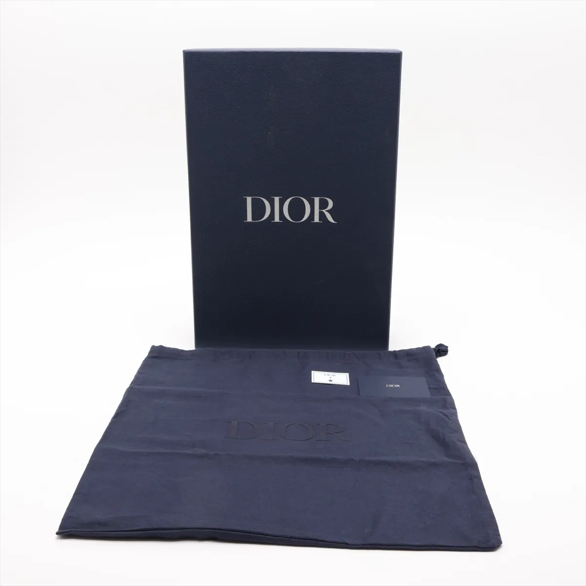 Oblique Canvas x Leather Clutch Bag, Navy — view 10