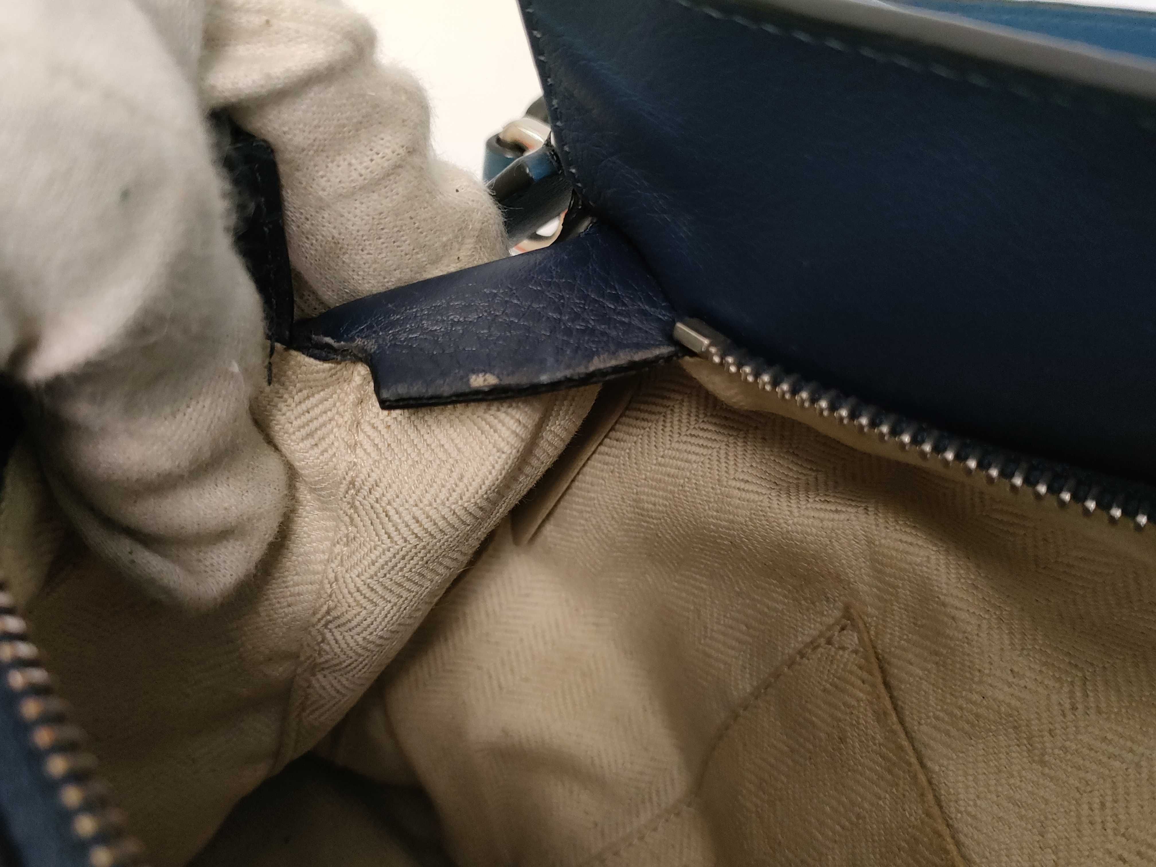 PH- Puzzle Blue Leather Medium Handbag — view 11