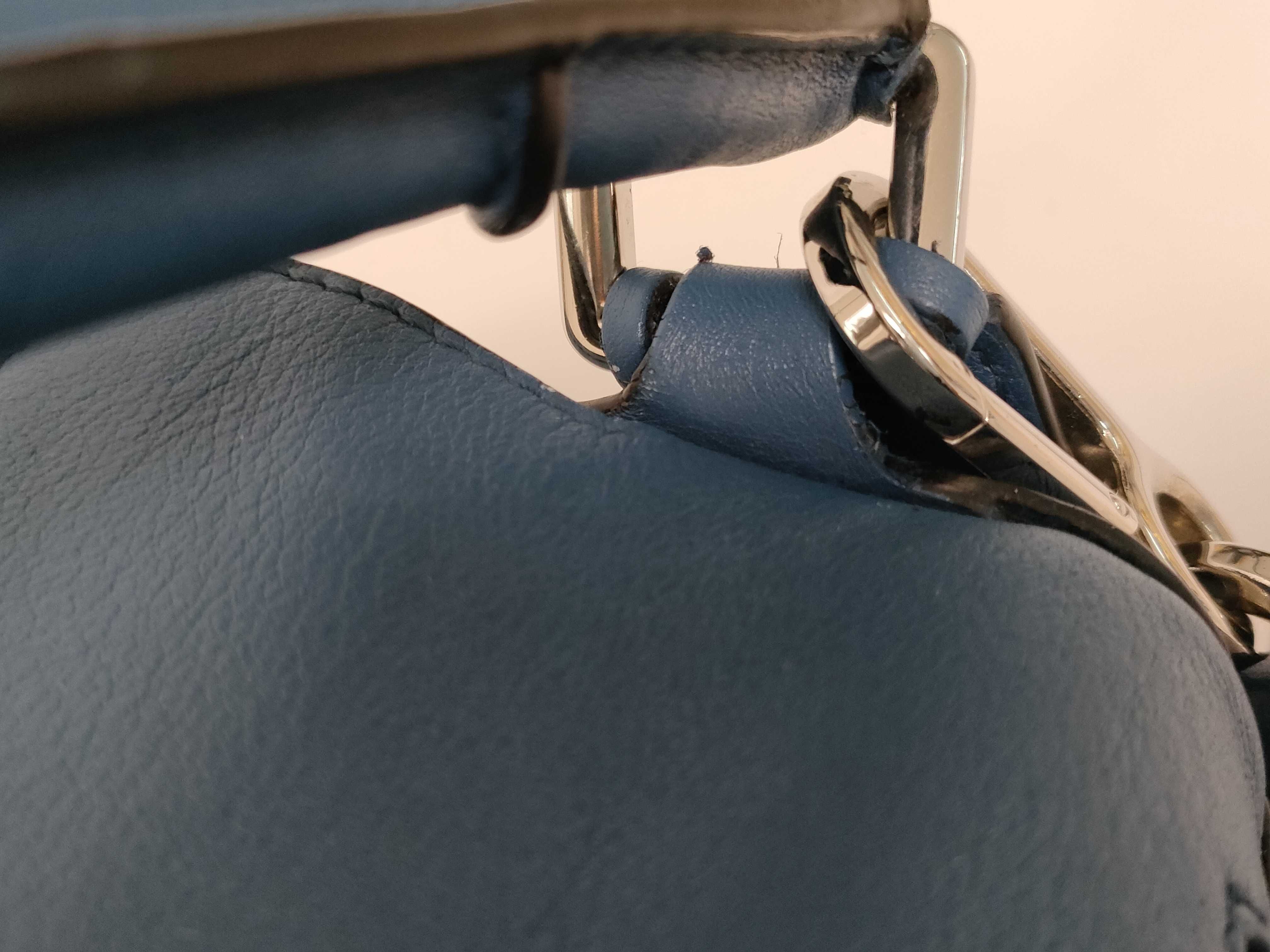PH- Puzzle Blue Leather Medium Handbag — view 7