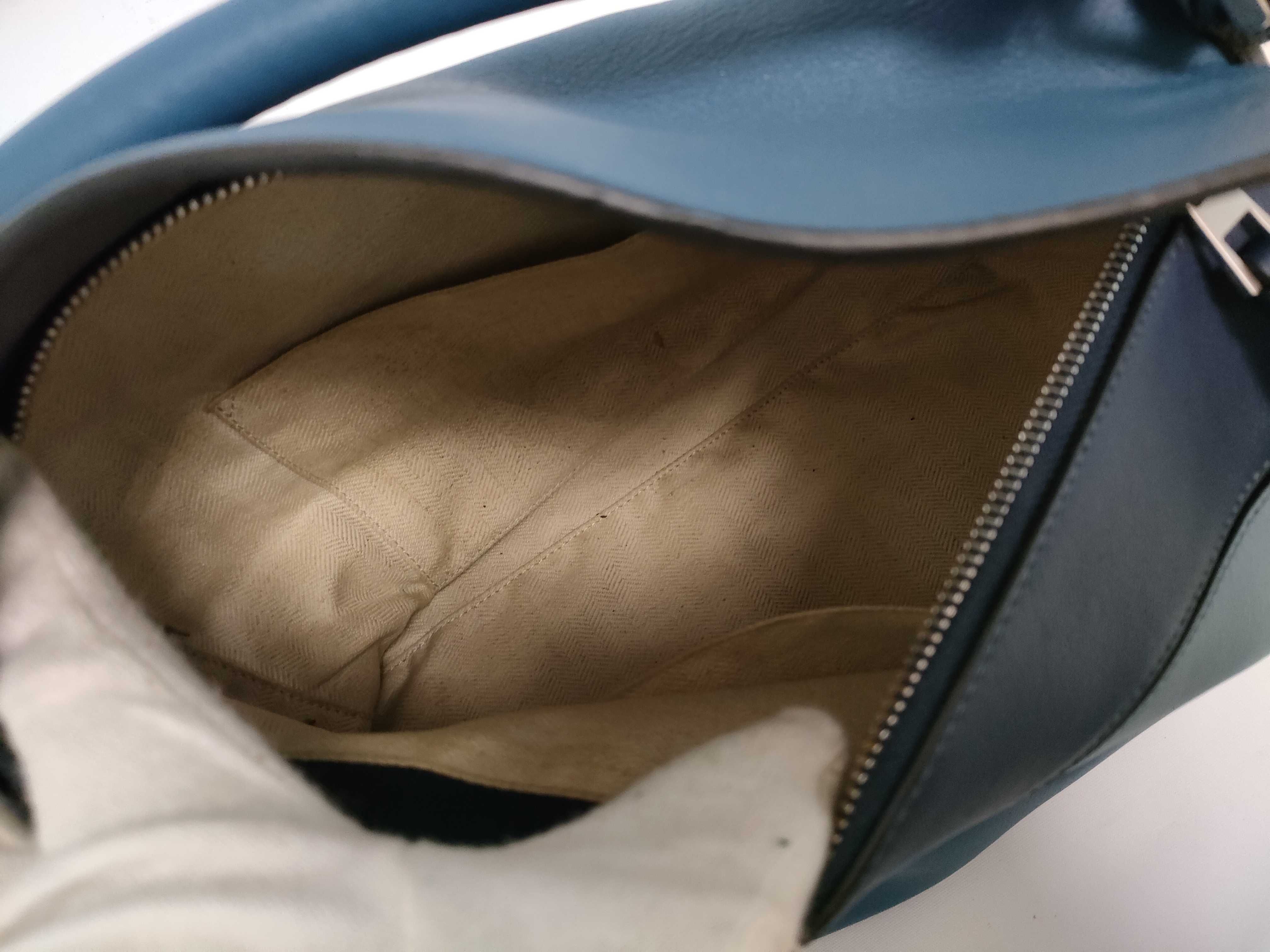 PH- Puzzle Blue Leather Medium Handbag — view 9