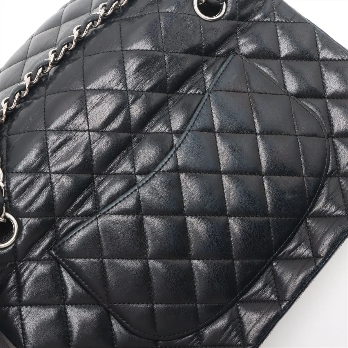 Matelasse 25 Lambskin Double Flap Double Chain Bag Black Gold Hardware 13179620 Q:2013 A01112 — view 13