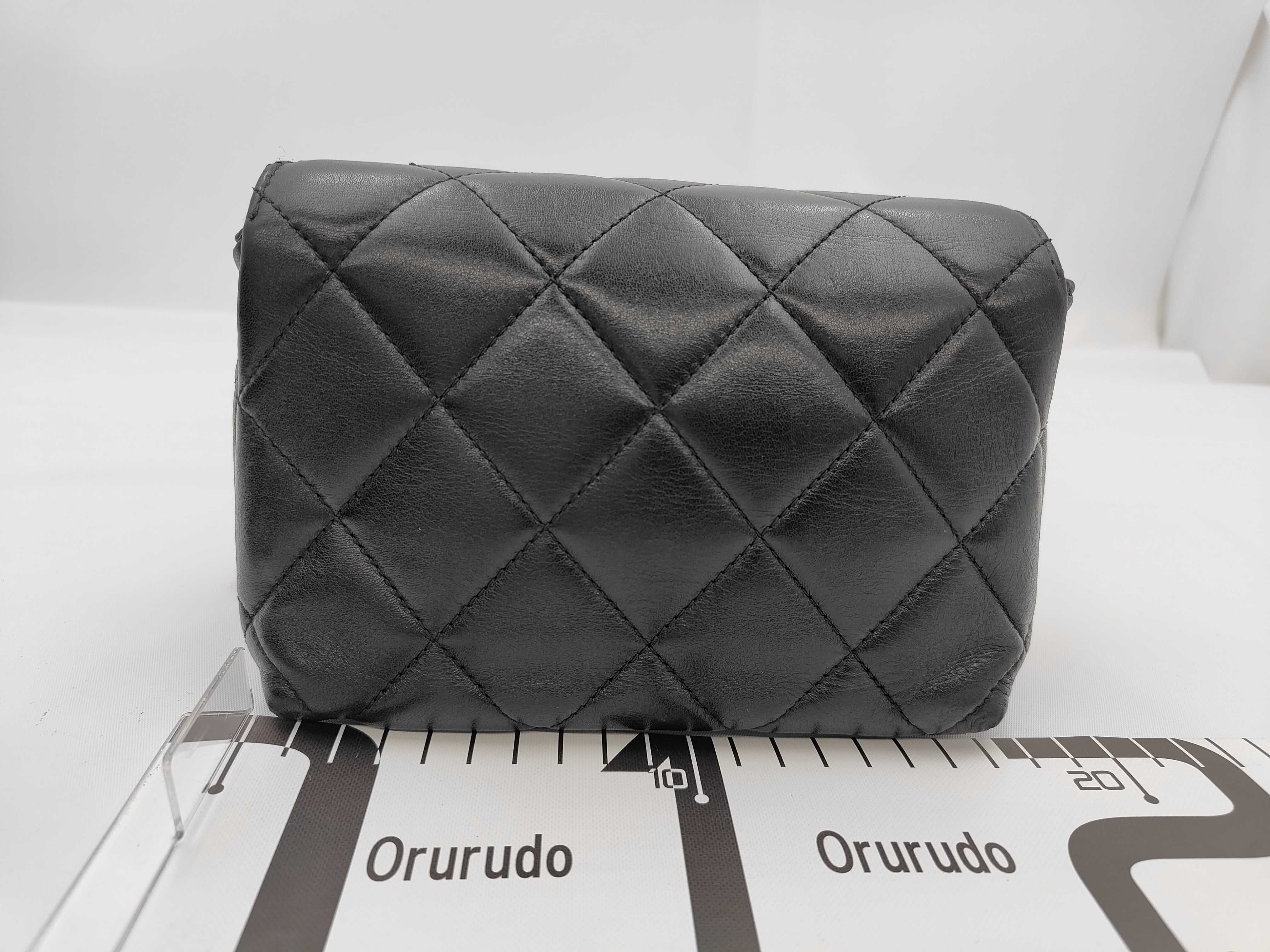Black Lambskin Matelassé Mini Flap Chain Bag with GP Hardware AS4986 — view 2