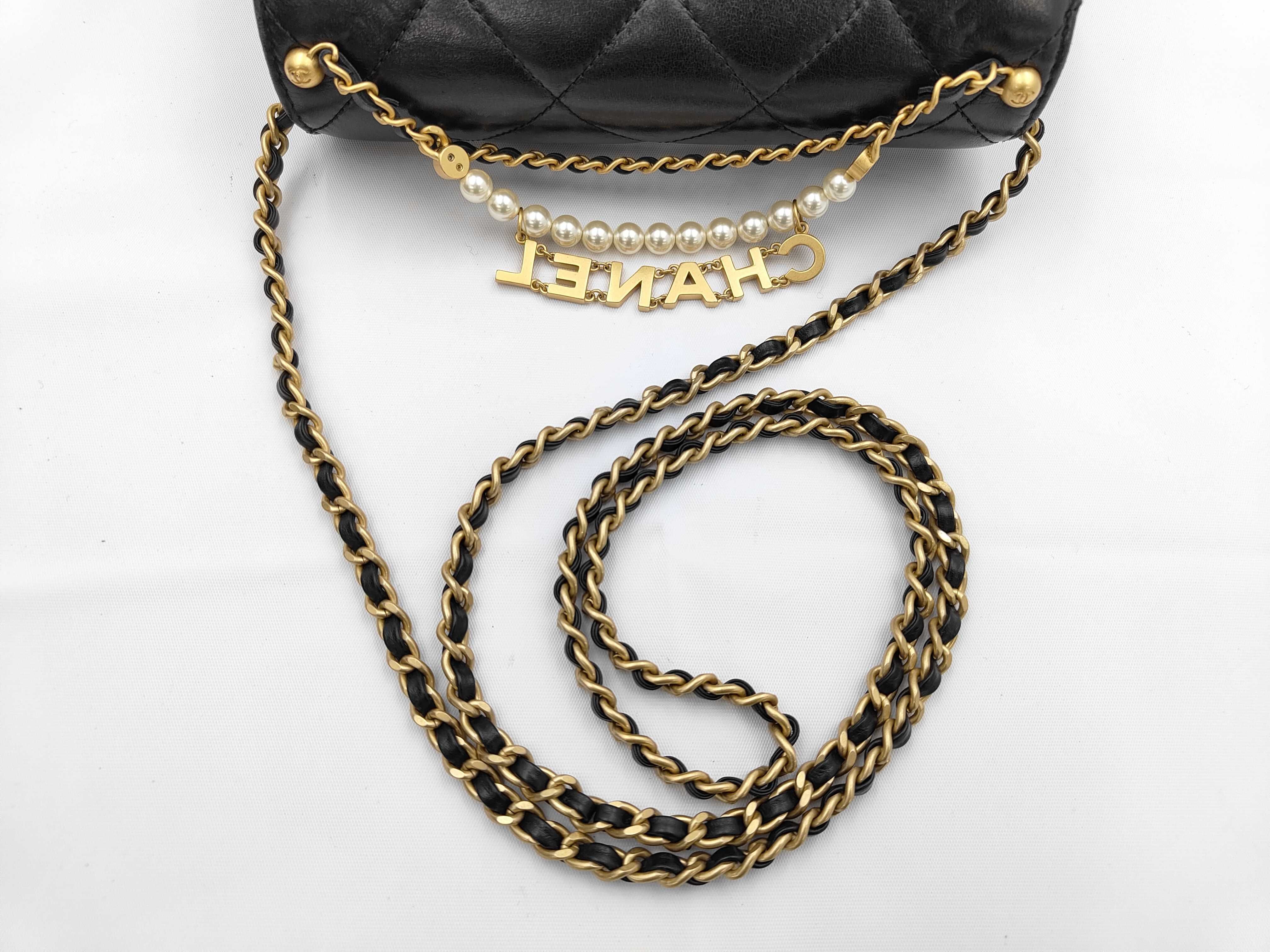 Black Lambskin Matelassé Mini Flap Chain Bag with GP Hardware AS4986 — view 3