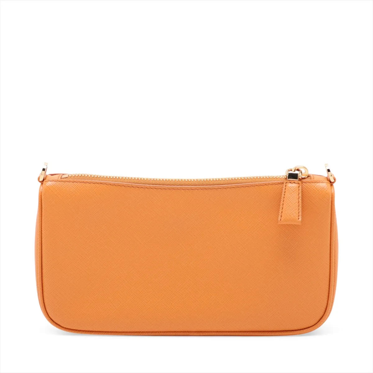 Saffiano Leather Chain Shoulder Bag, Orange, 1BC245 — view 2