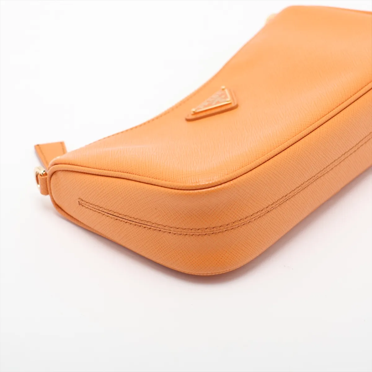 Saffiano Leather Chain Shoulder Bag, Orange, 1BC245 — view 4
