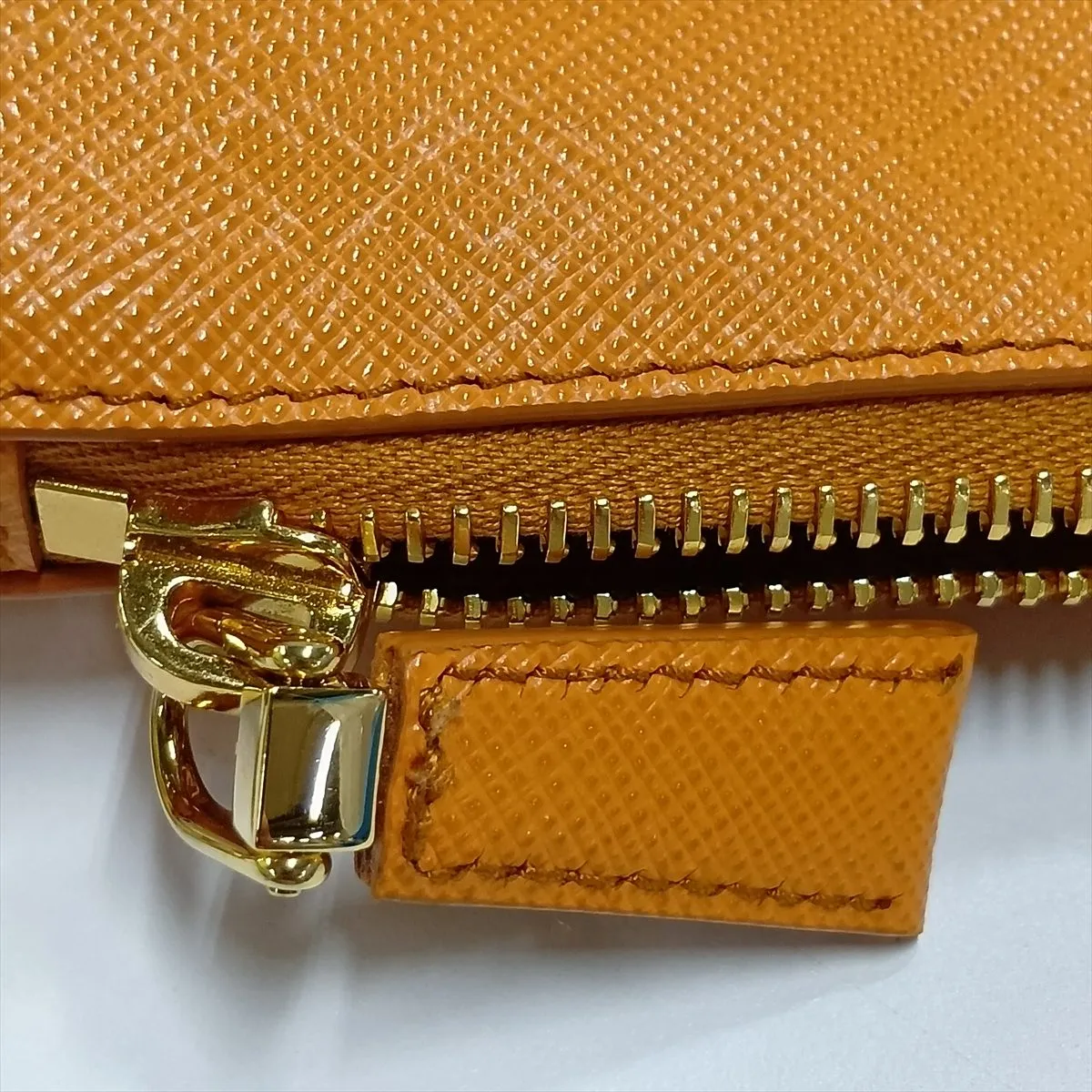 Saffiano Leather Chain Shoulder Bag, Orange, 1BC245 — view 9