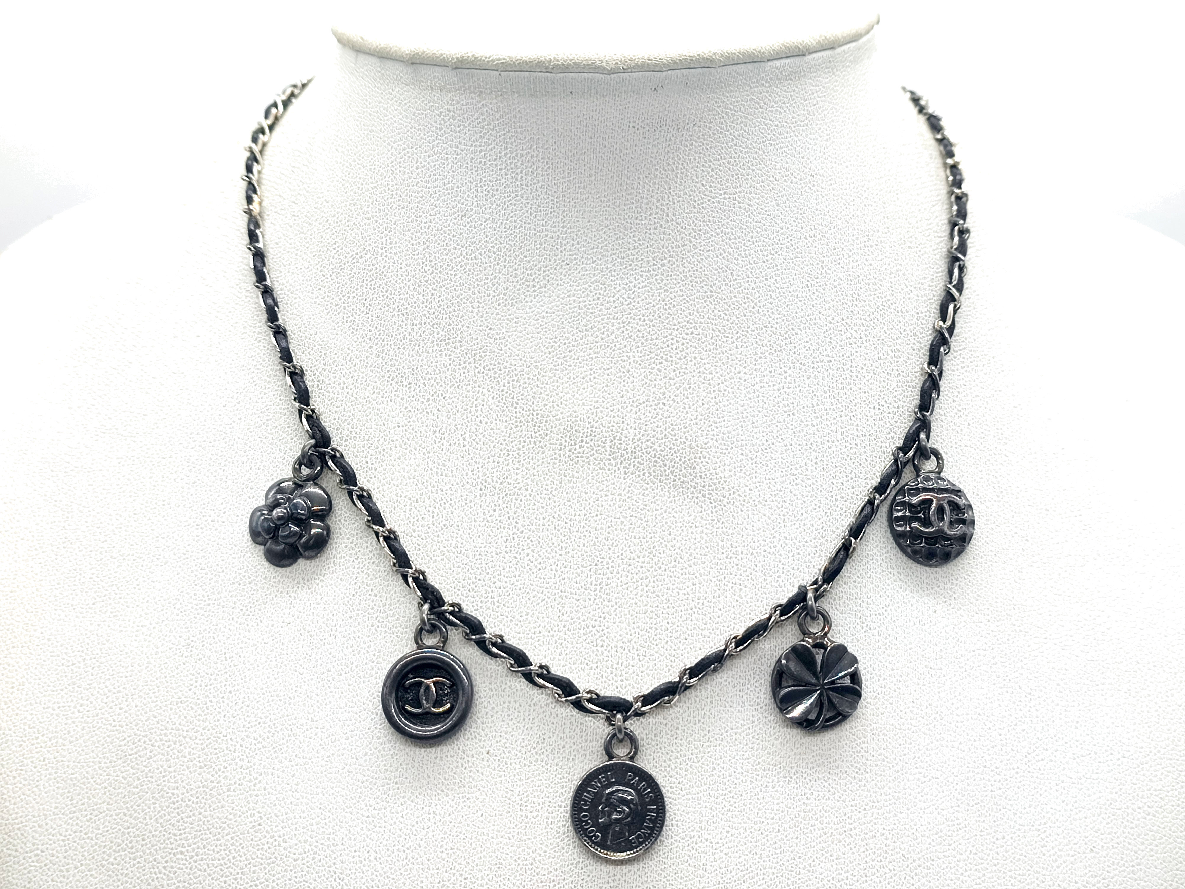 Coco Mark Mademoiselle 5-strand Leather Chain Necklace 96P Necklace