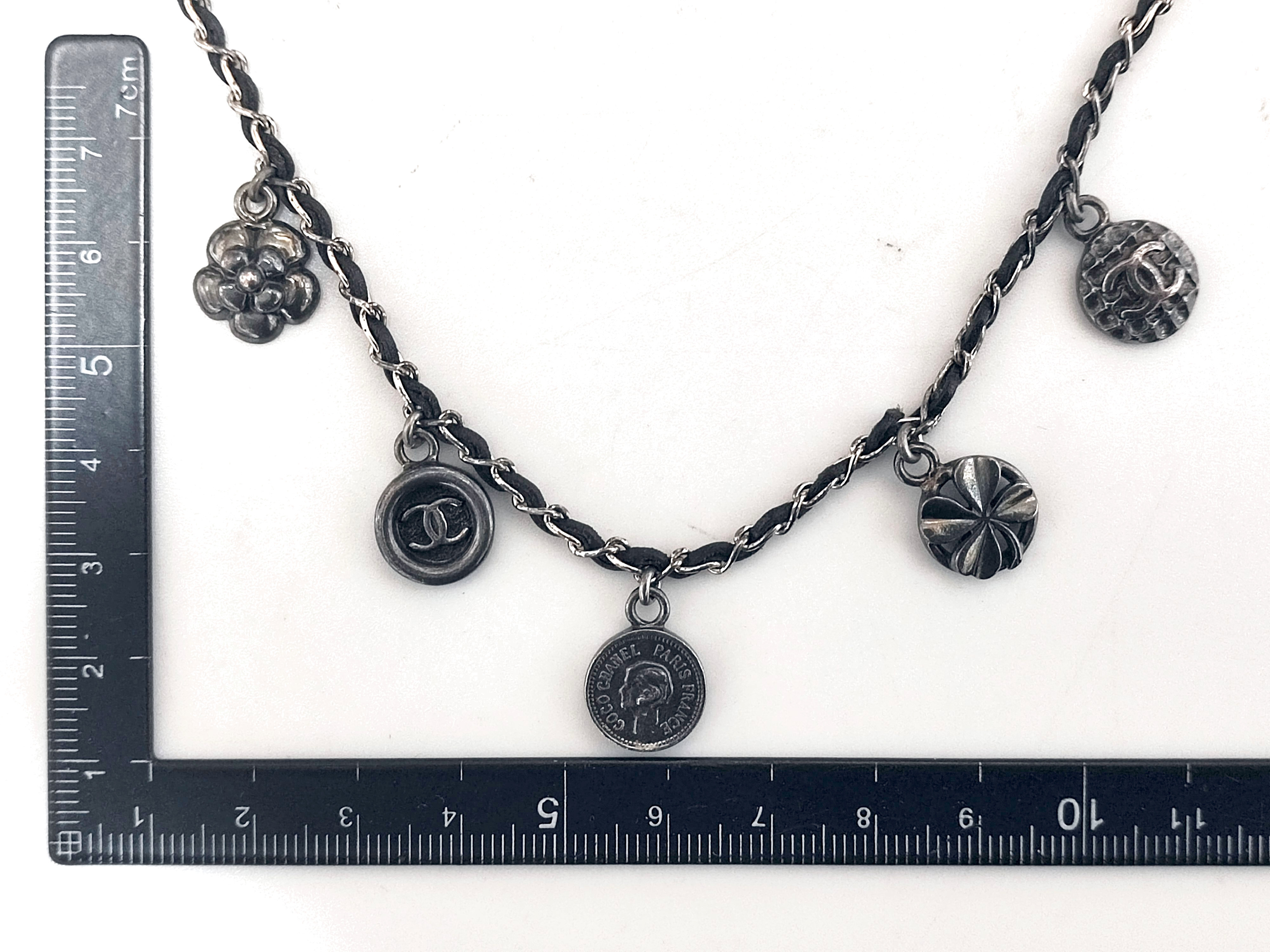 Coco Mark Mademoiselle 5-strand Leather Chain Necklace 96P Necklace — view 3