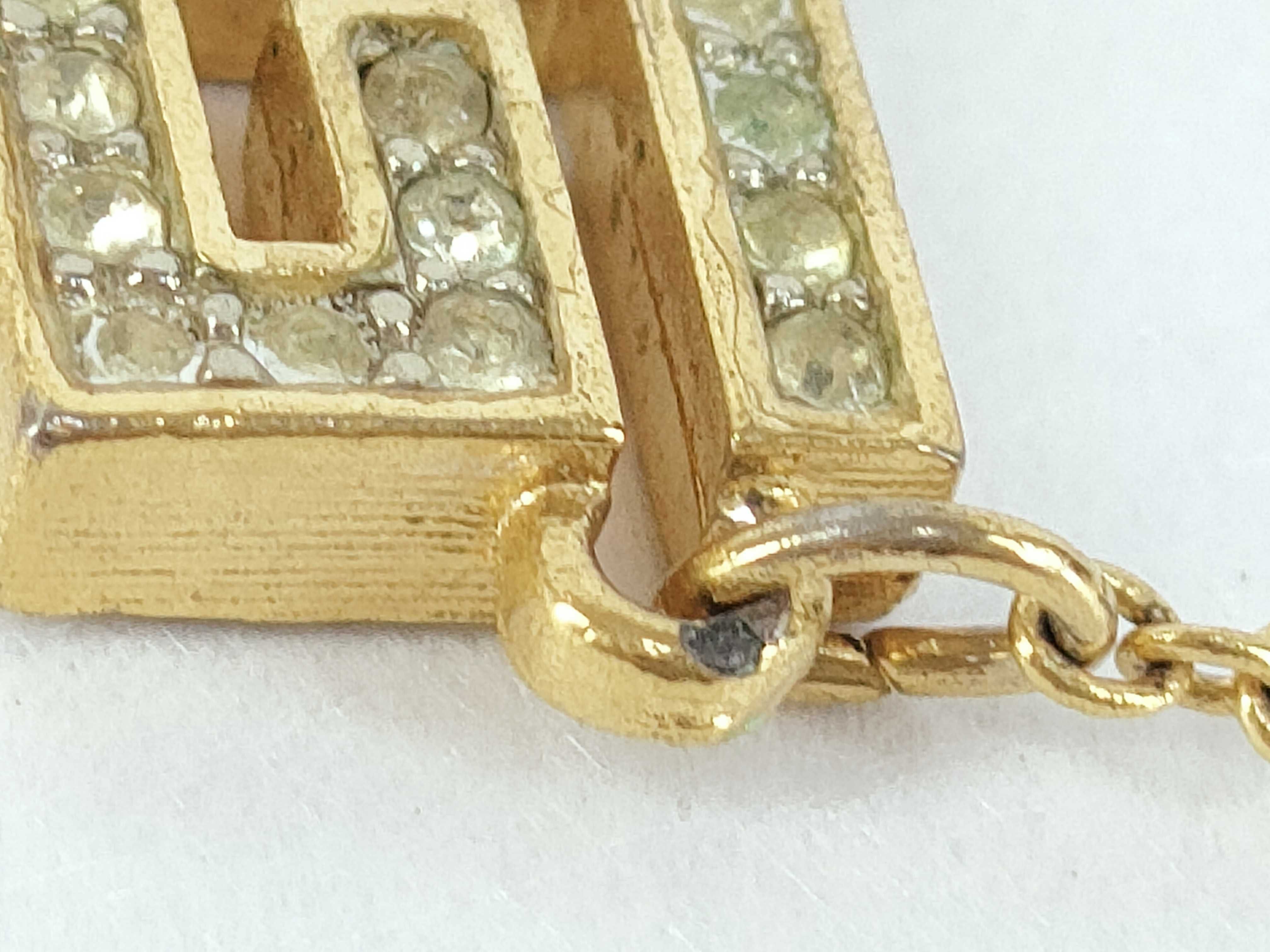 G-logo Square Rhinestone Gold Necklace — view 9
