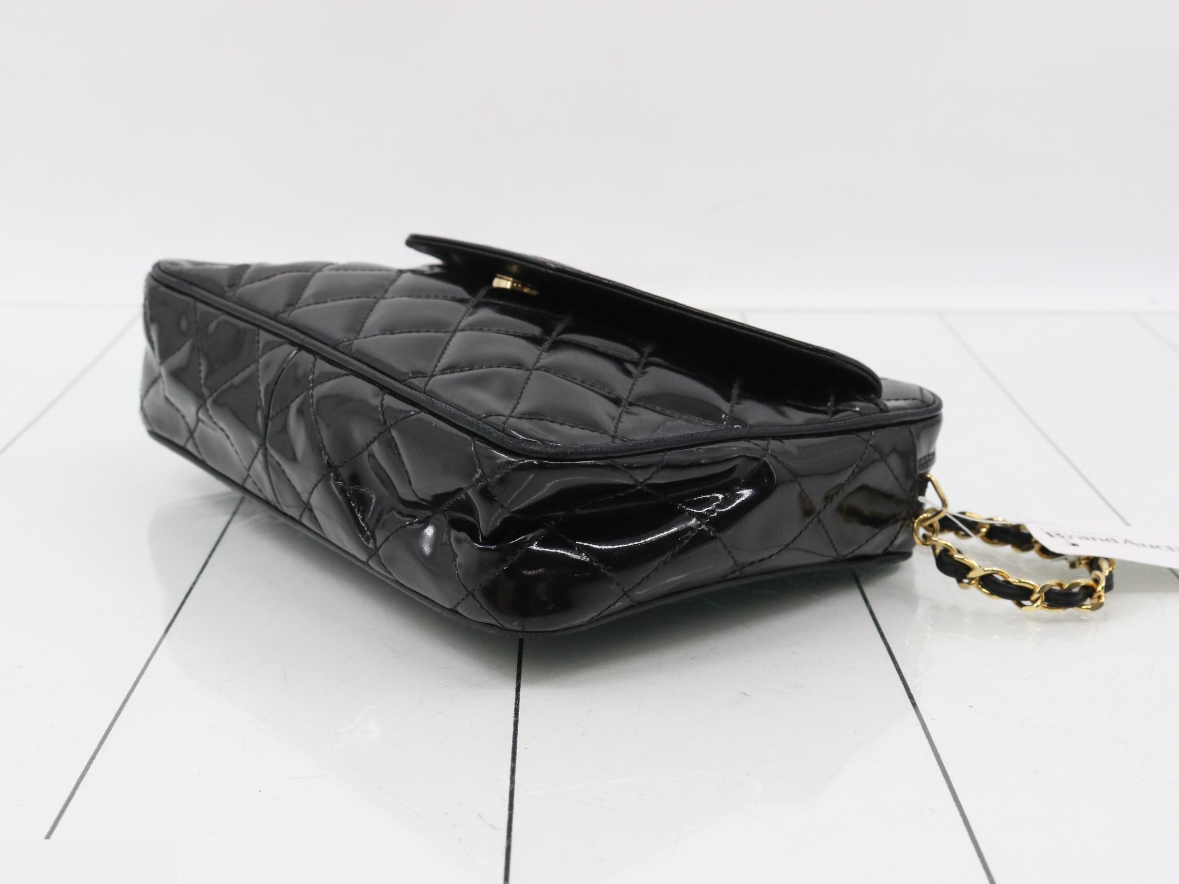 Coco Mark Enamel Chain Shoulder Bag with Fringe — view 6