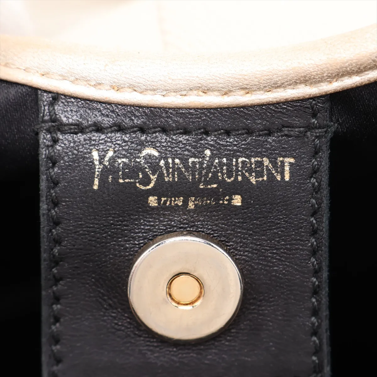 Mombasa Canvas x Leather Shoulder Bag, Beige x Gold, 135202 — view 9