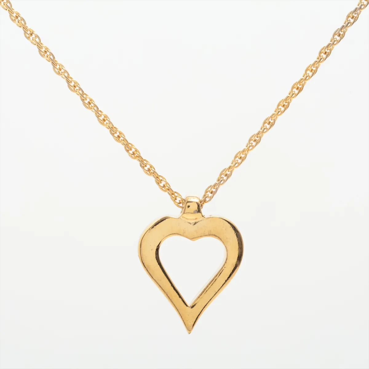 Heart Necklace, GP x Rhinestone, Gold, — view 2