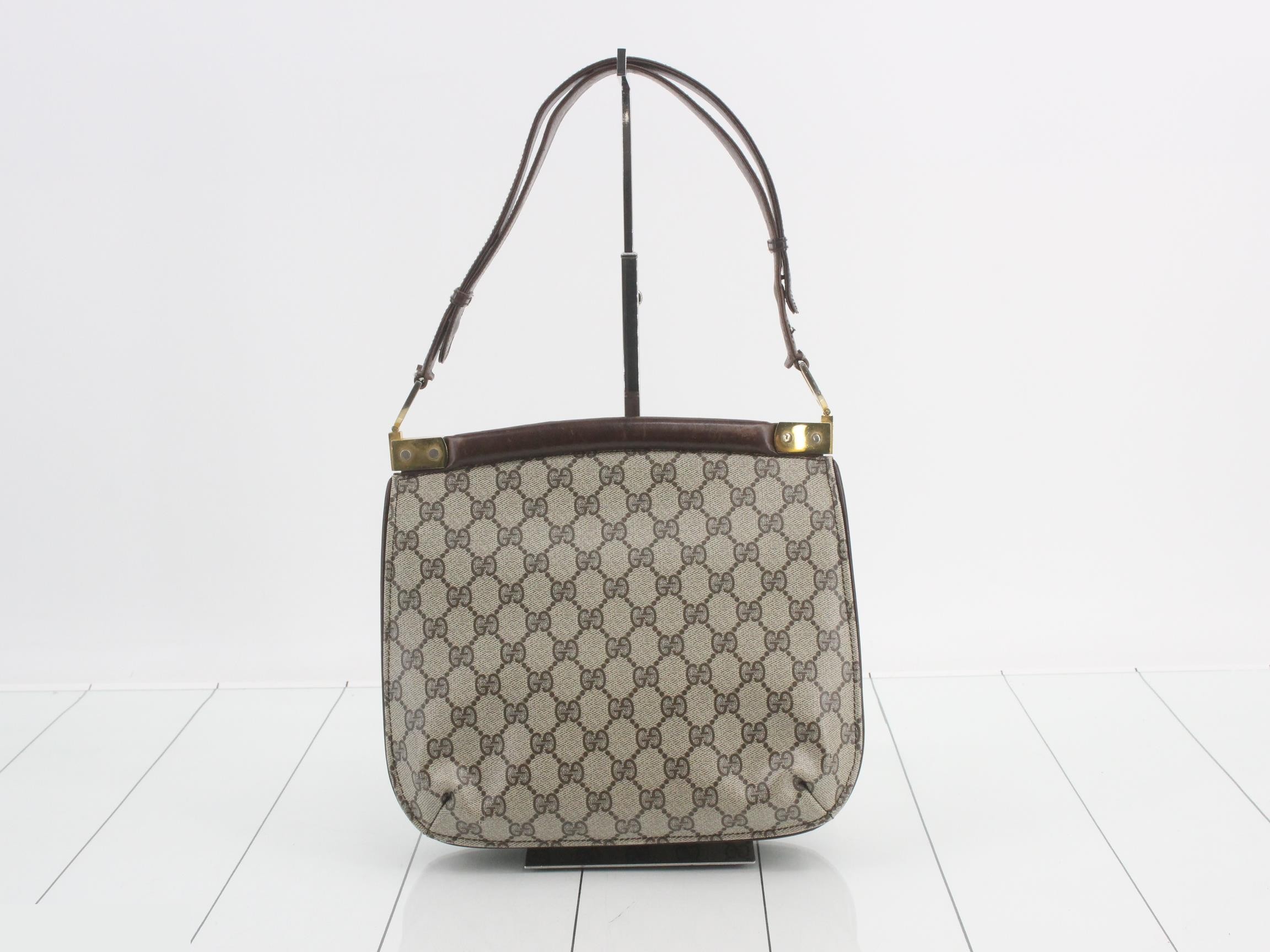 one-shoulder bag, flap, GG pattern, Shima — view 2