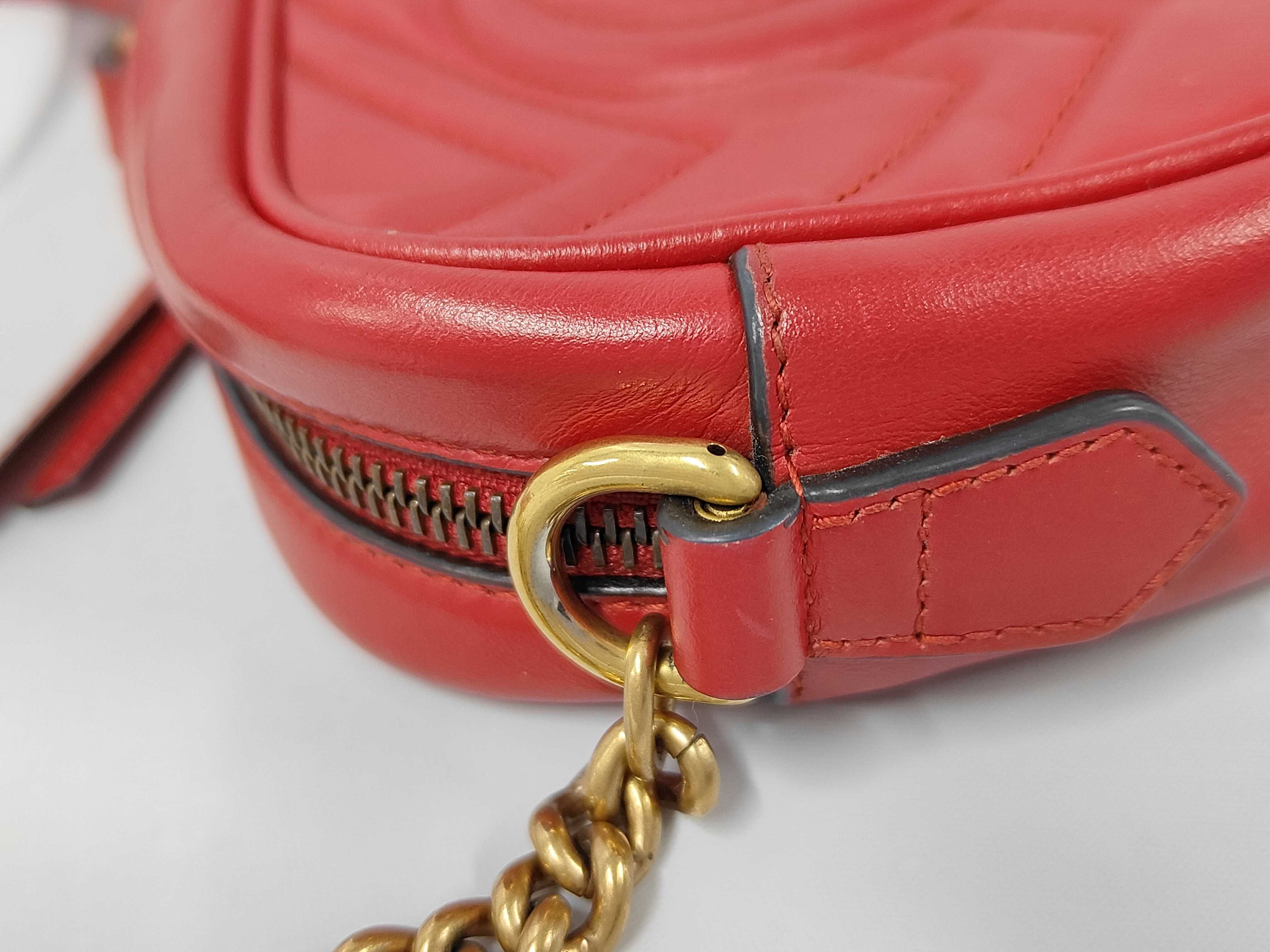 Shoulder Bag 447632 Chevron Leather Hibiscus Red Shoulder Bag — view 6