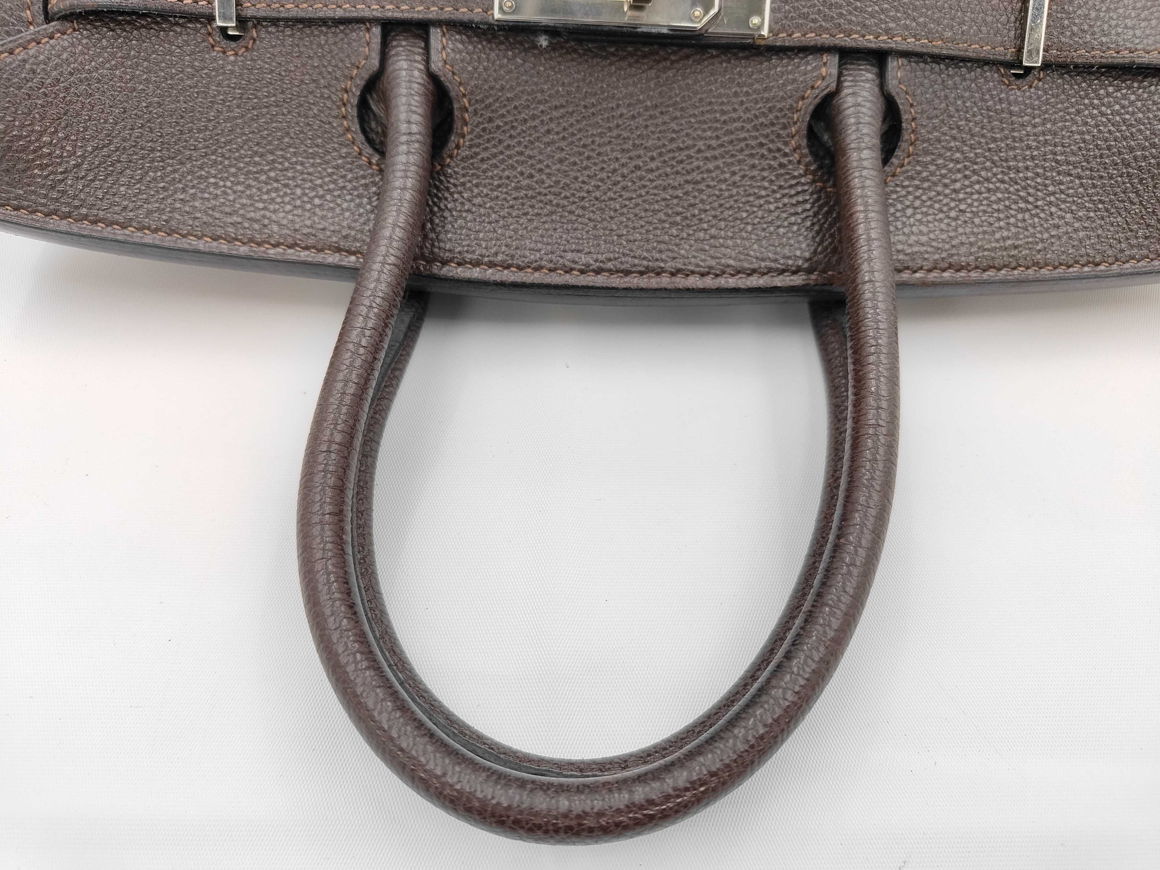 Birkin 30 J Togo leather, silver hardware, dark brown handbag — view 3