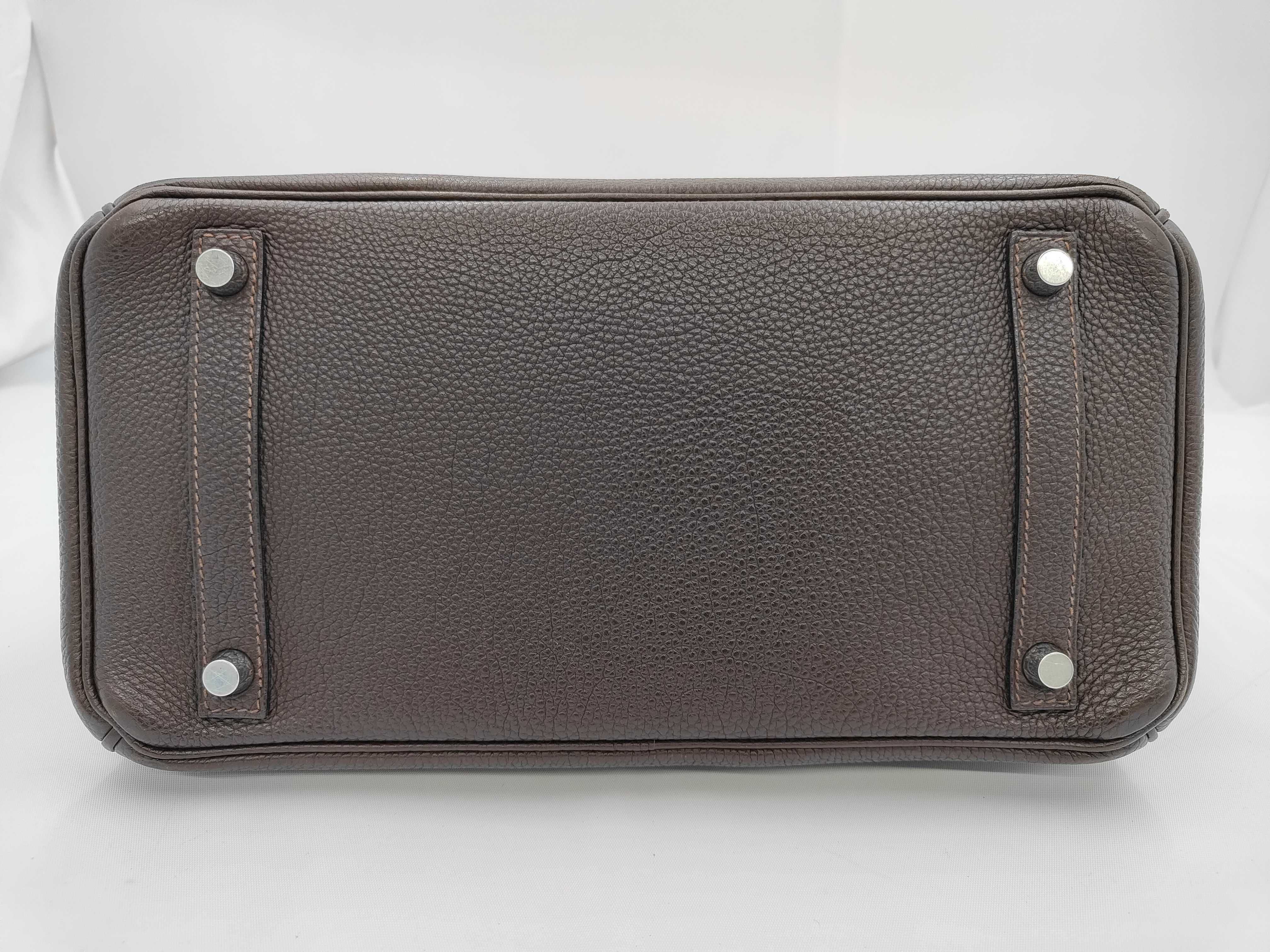 Birkin 30 J Togo leather, silver hardware, dark brown handbag — view 5