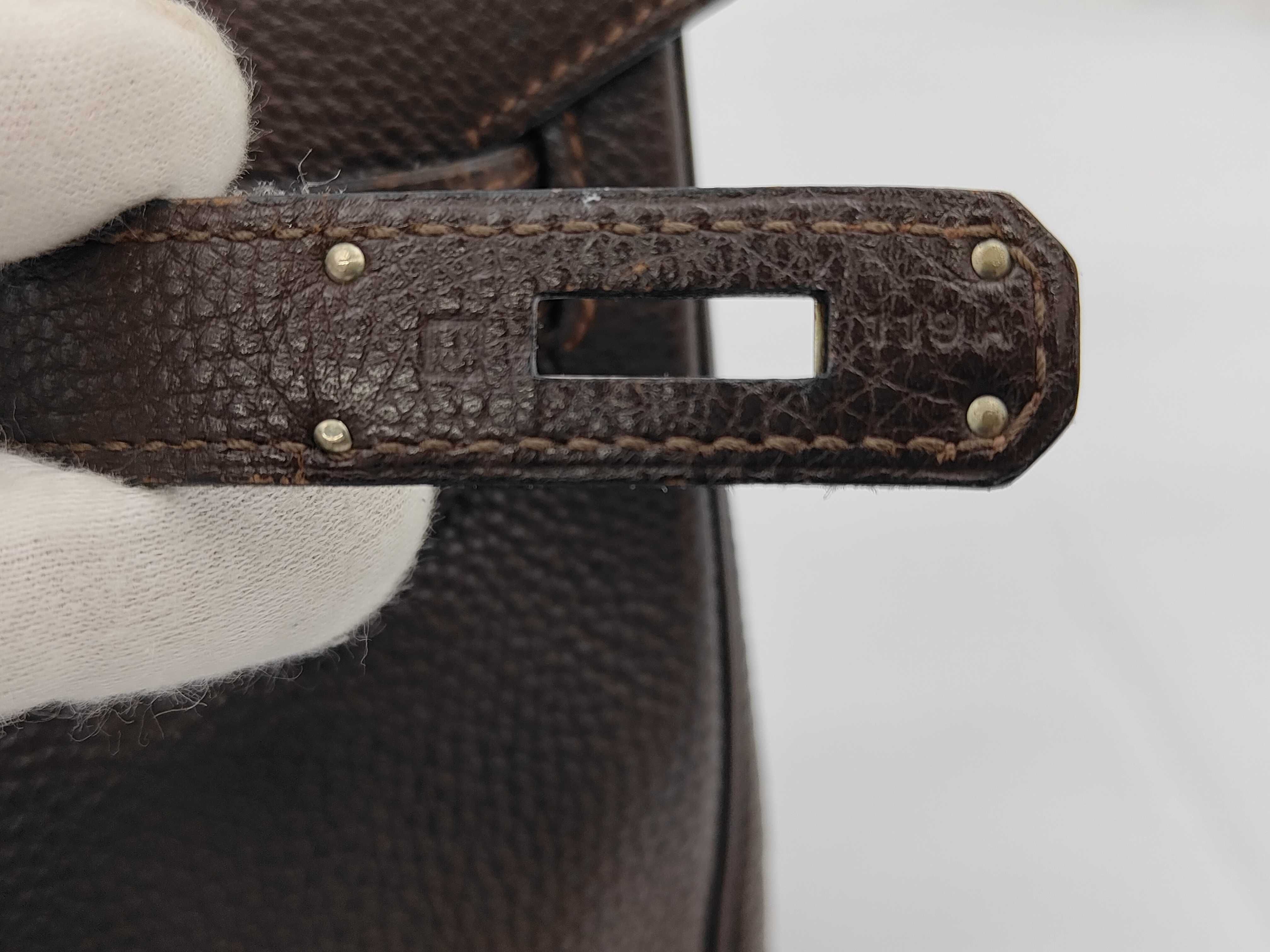Birkin 30 J Togo leather, silver hardware, dark brown handbag — view 7