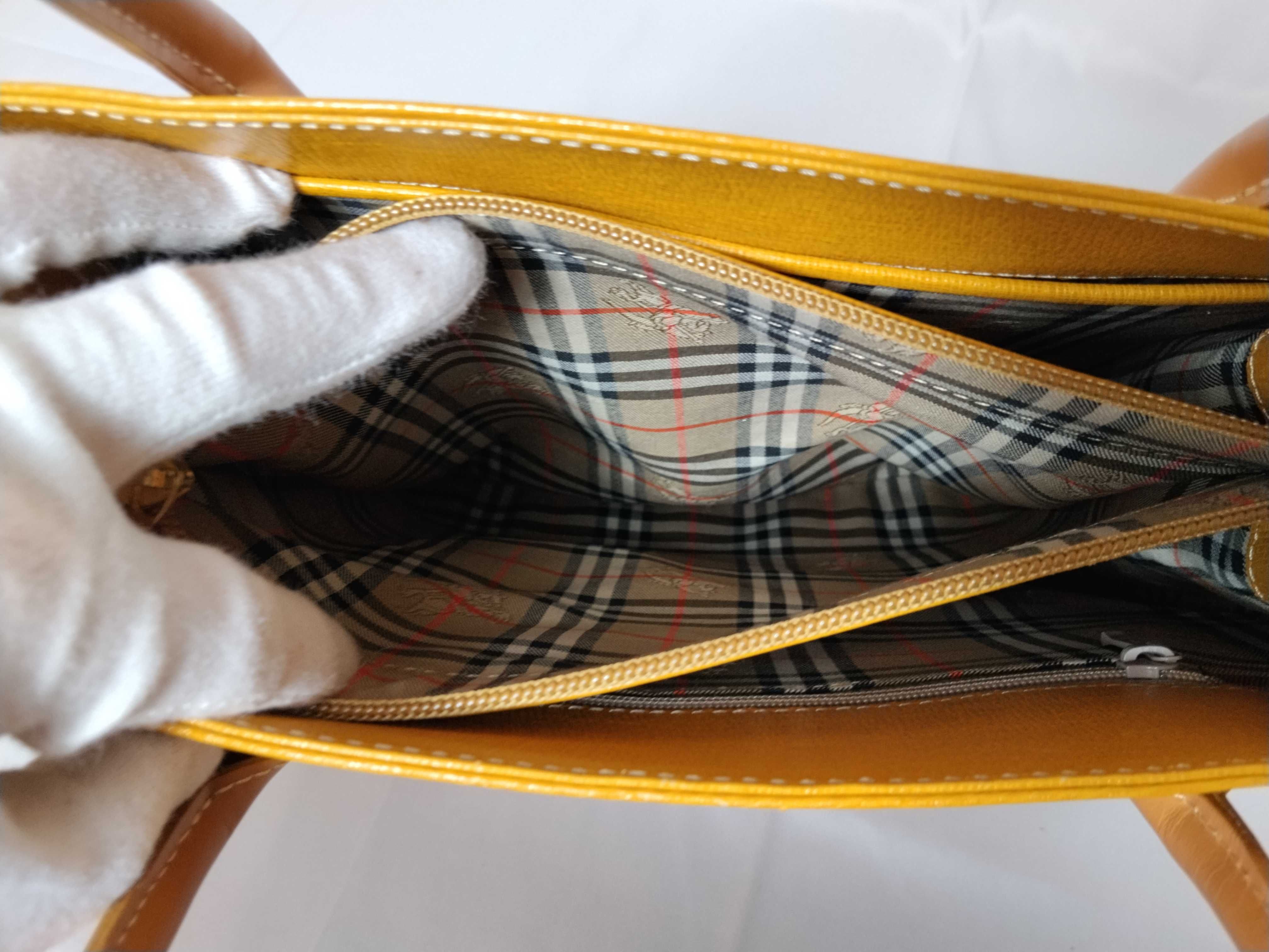 Leather Handbag with Checkered Interior — view 11