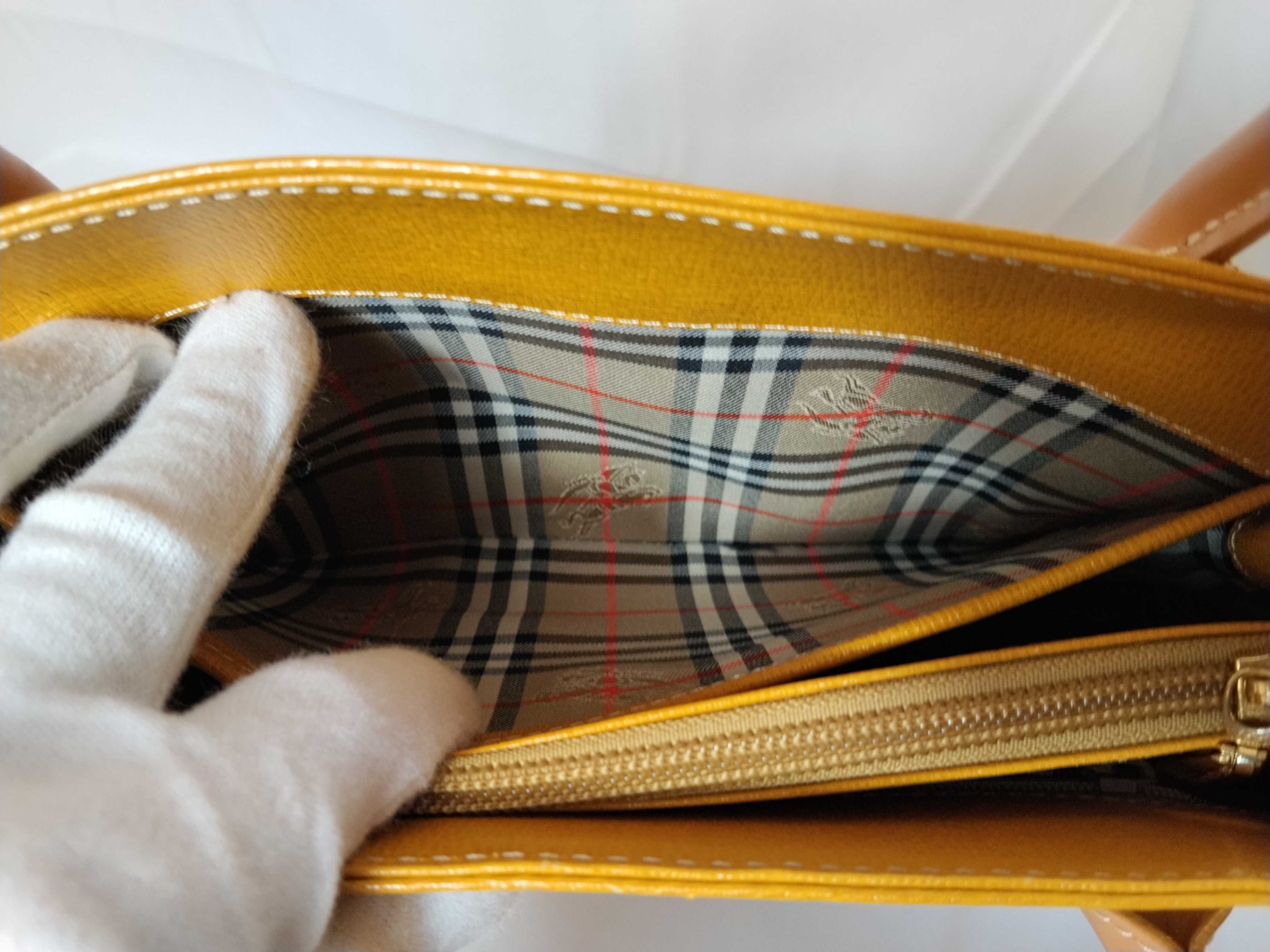 Leather Handbag with Checkered Interior — view 12